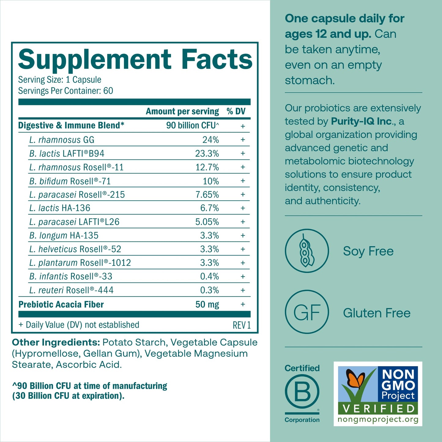 True Grace One Daily Probiotic 90 Billion CFU 60 Capsules