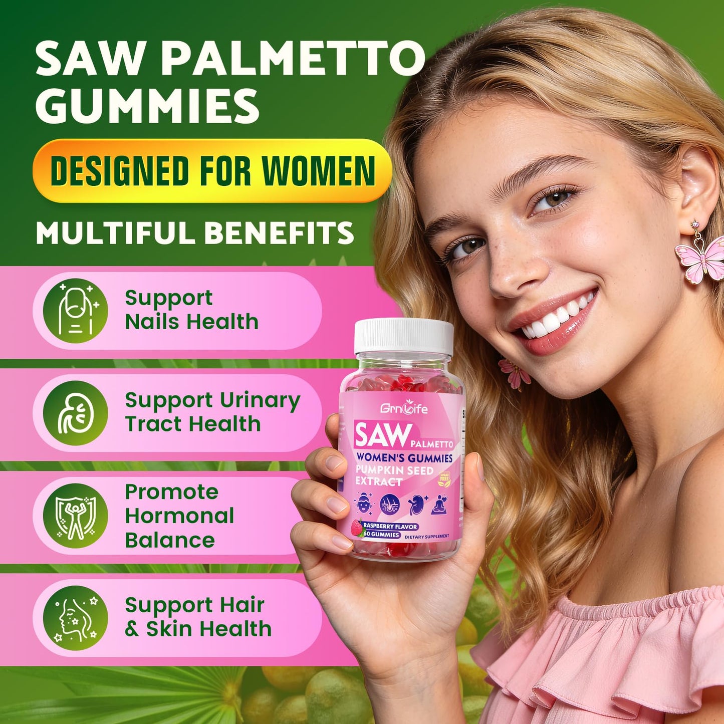 GrnLife Saw Palmetto Gummies, 120 Count