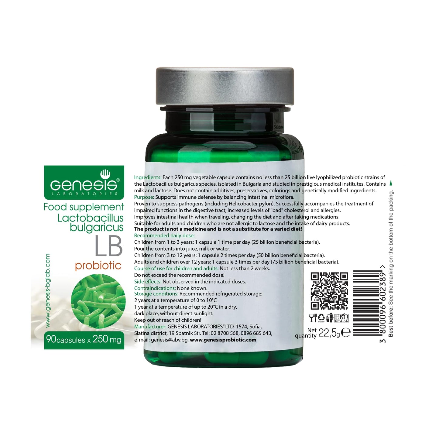 Genesis LABORATORIES LB Probiotic Daily Lactobacillus Bulgaricus Capsule, 90 Count