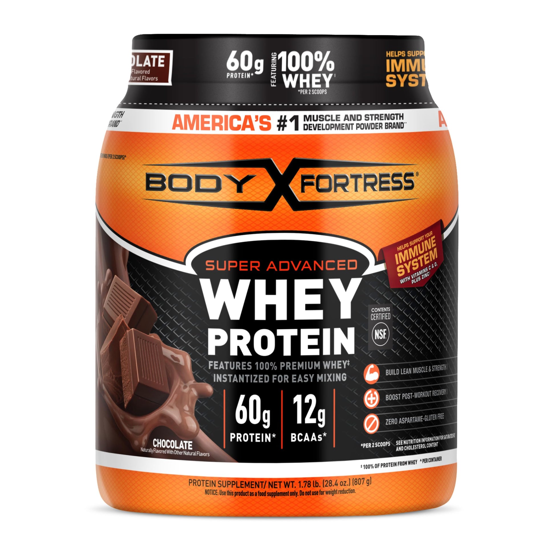 Body Fortress Super Advanced Whey Protein Powder, Chocolate, 28.4 Servings