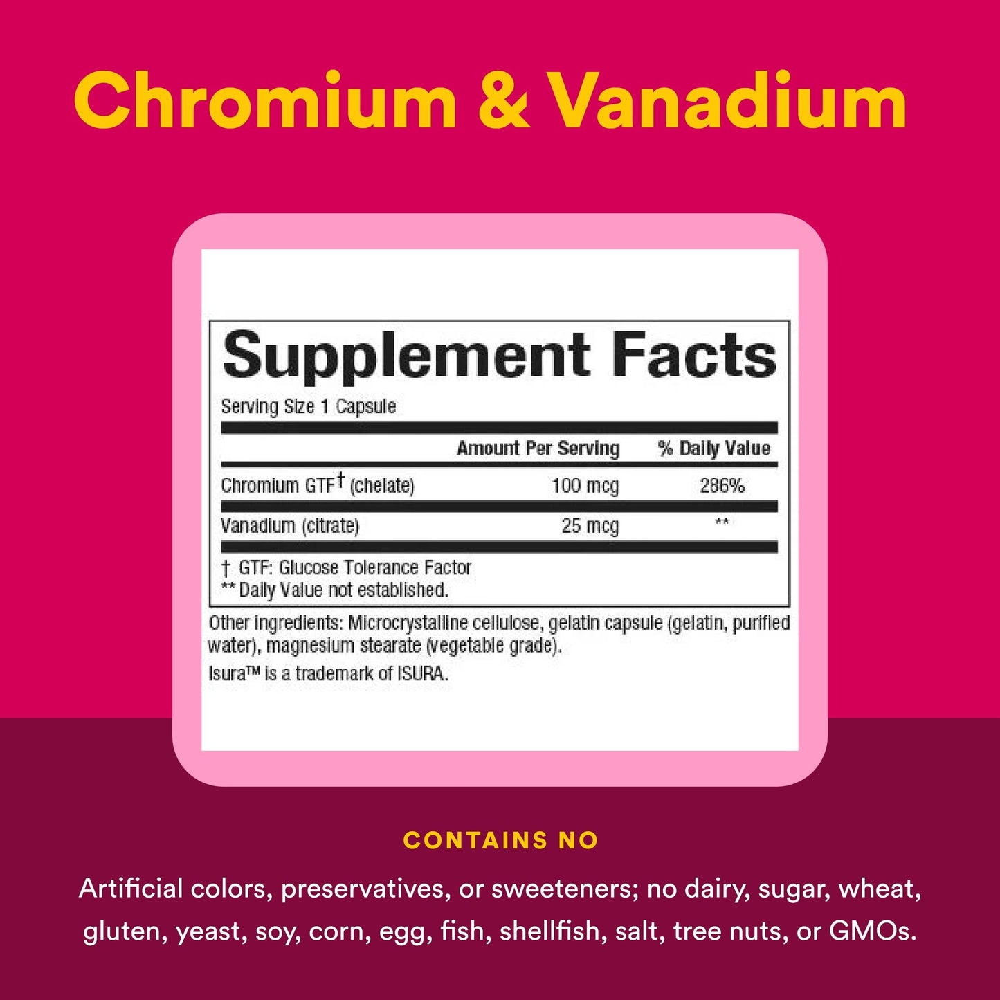 Natural Factors Chromium & Vanadium 125 mcg Capsules 90