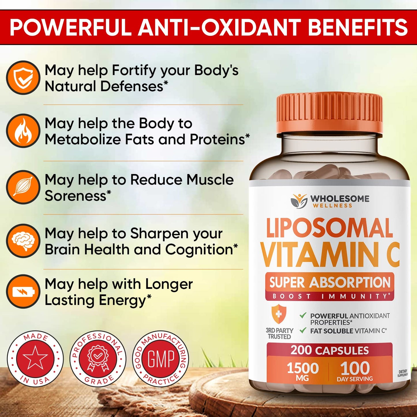 Wholesome Wellness Liposomal Vitamin C Capsules, 320 Capsules