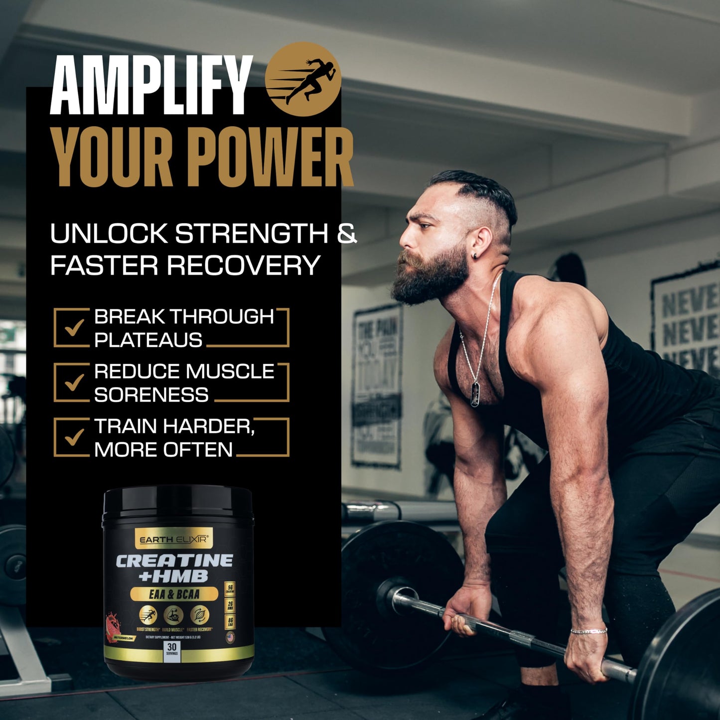 Earth Elixir Creatine HMB Supplements Powder 30
