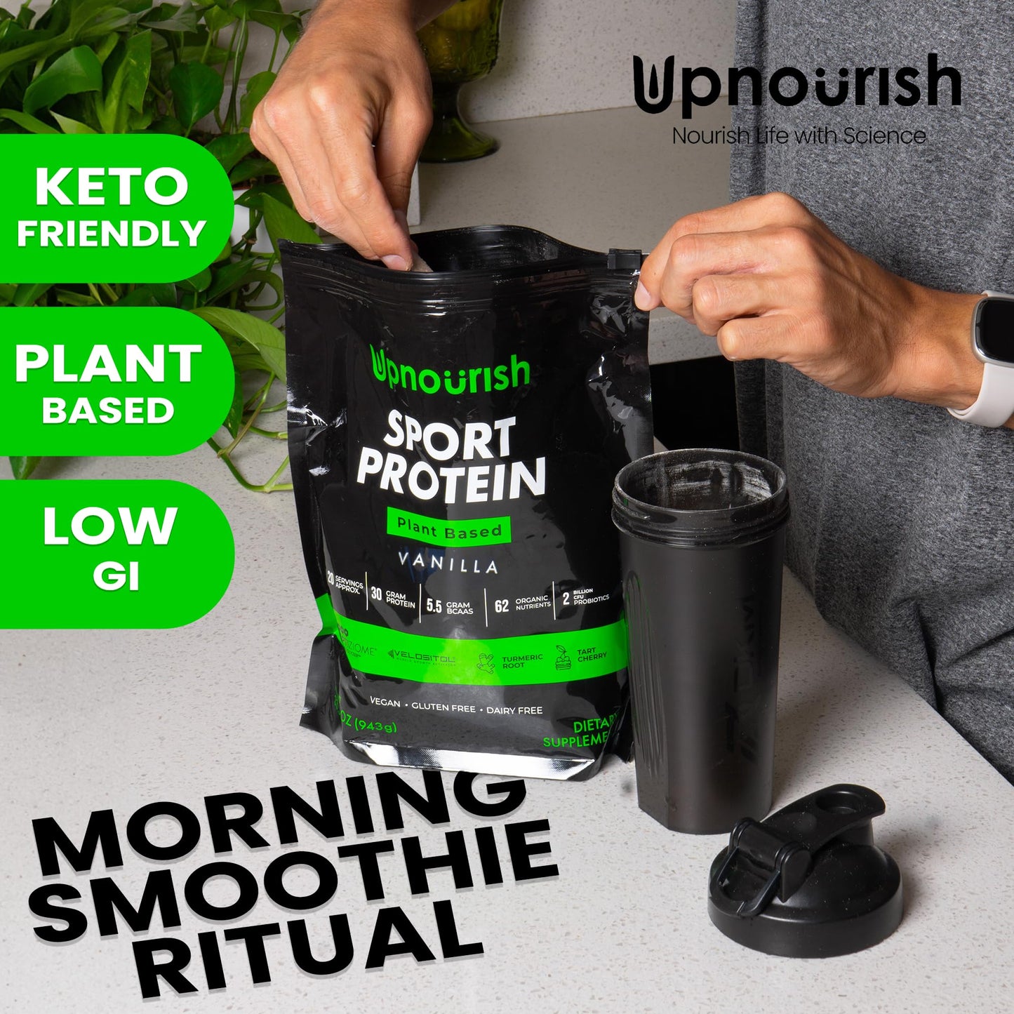 UpNourish Vegan Sport Protein Powder Vanilla - 20 Servings