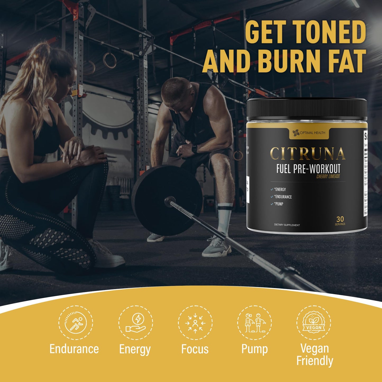 Citruna Fuel Pre Workout Mix and Energy Supplement Powder 6.35 Ounce