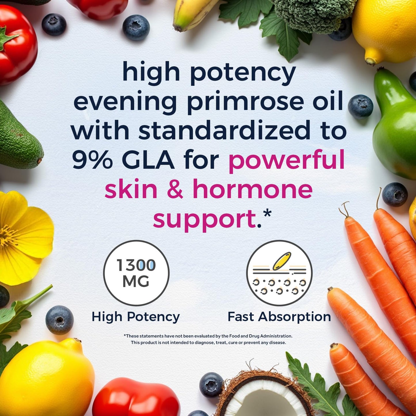 Vitalitown Evening Primrose Oil 1300mg Softgels, 60 Count