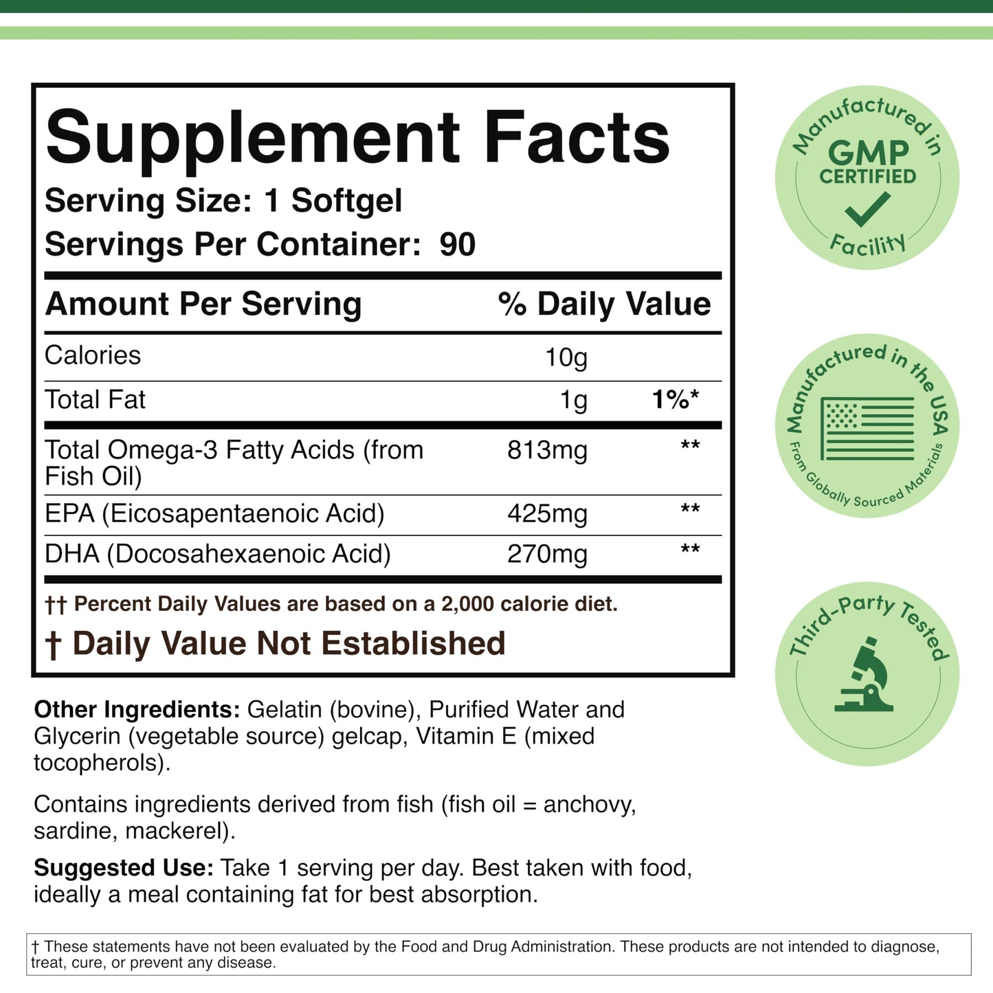 Double Wood Supplements Super EPA 425mg EPA & 270mg DHA Omega-3 Joint & Heart Support Softgels 90