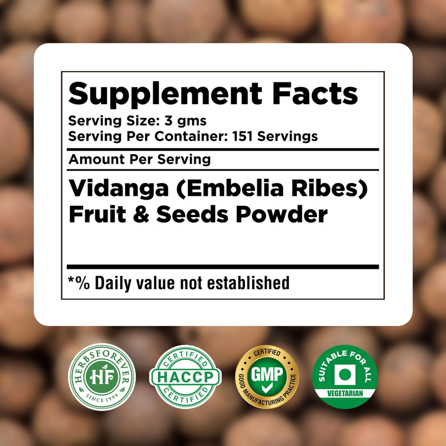 Herbsforever Vidanga Embelia Ribes Powder, 16 oz