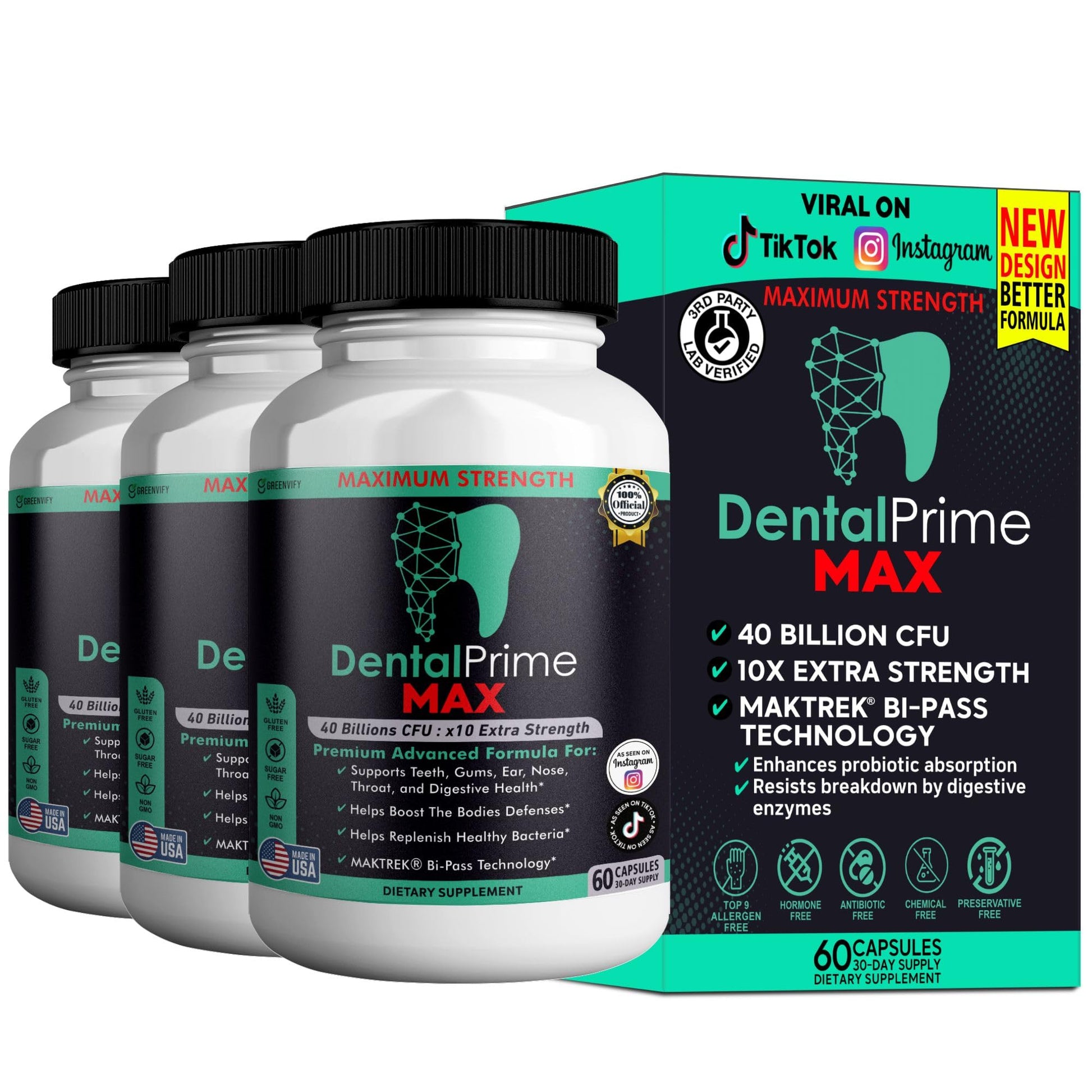 GREENVIFY DentalPrime MAX Probiotic Supplement 60 Capsules