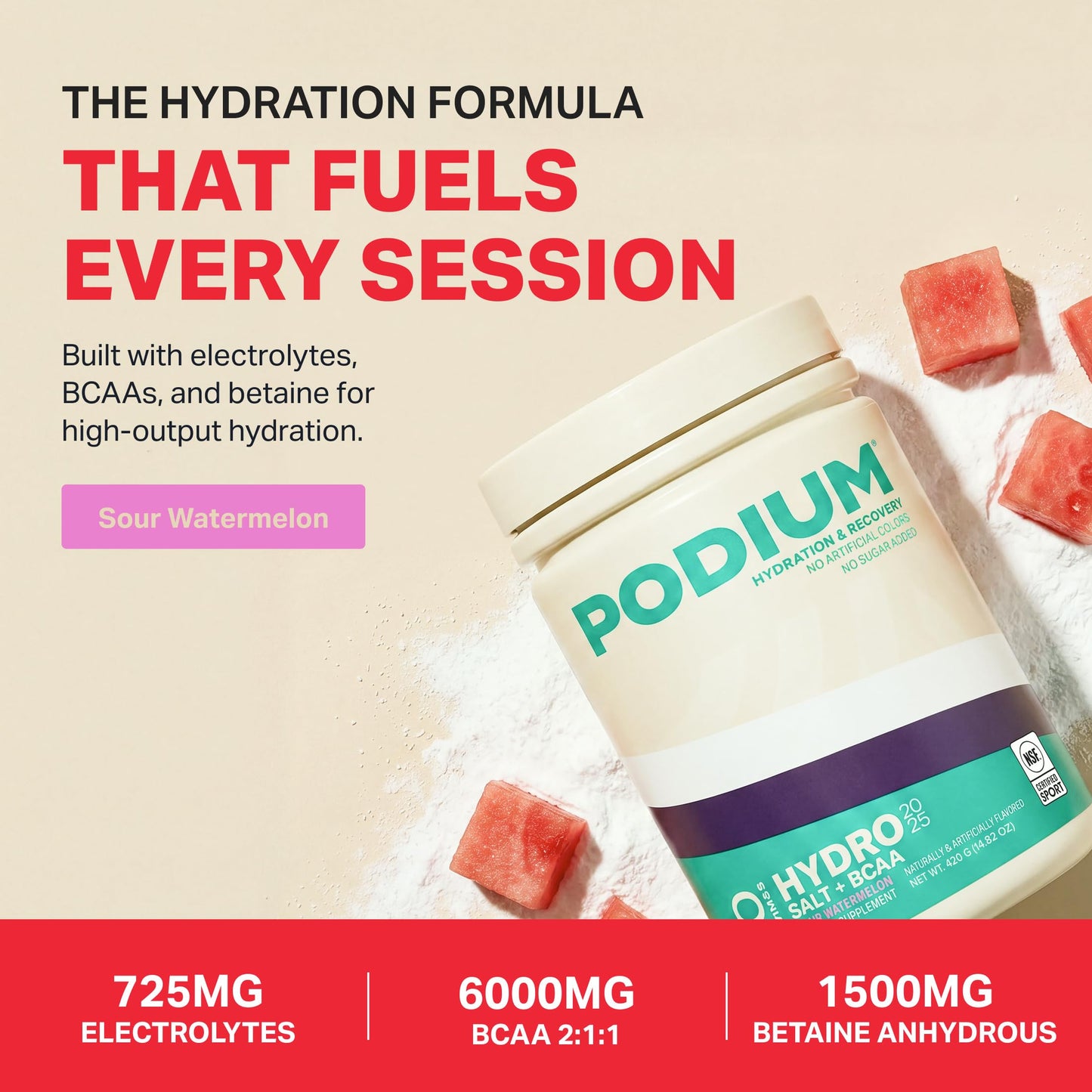 Podium Nutrition Instantized BCAA Powder Hydro and Salt 2025, 14.8151 oz