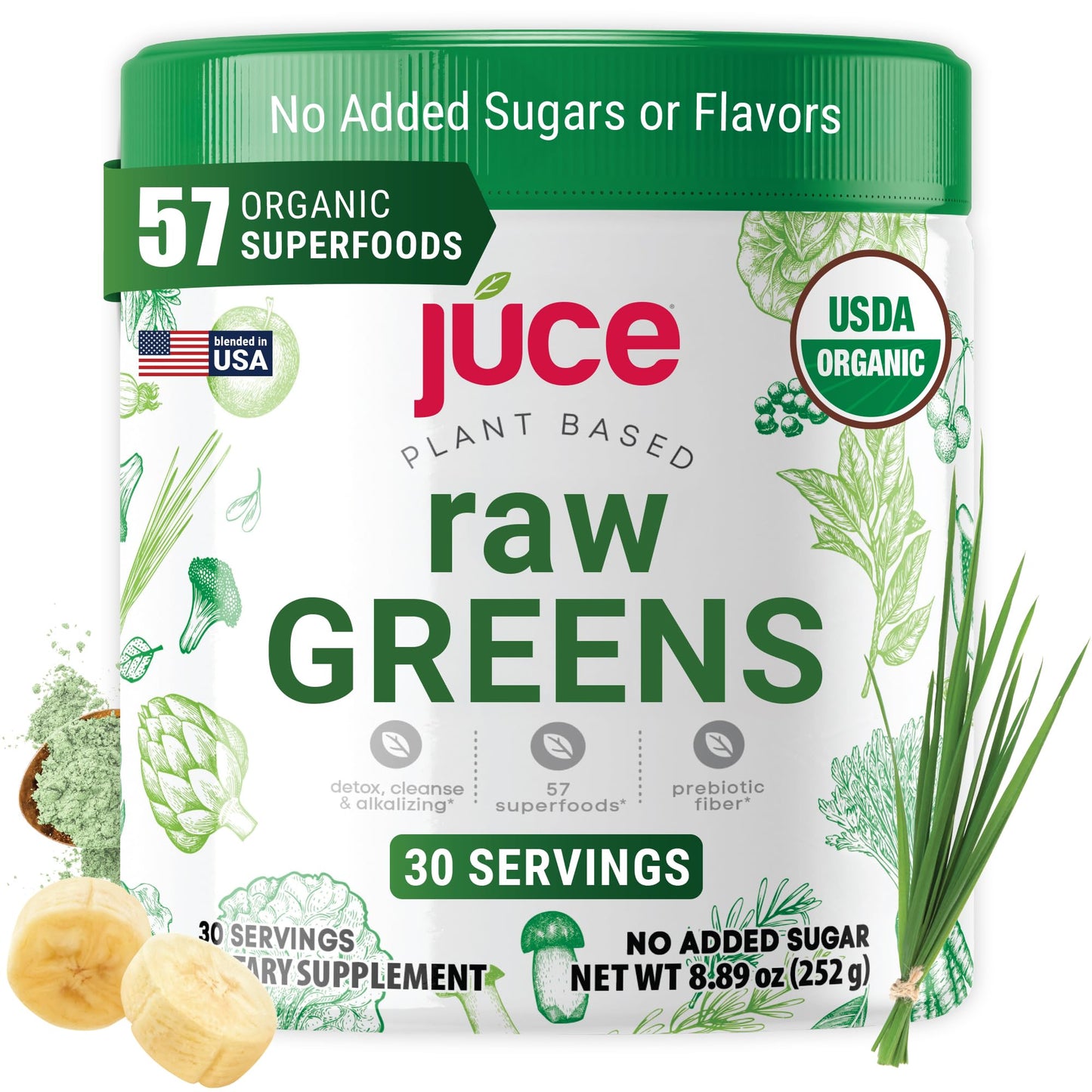 Terra Kai Organics Juce Raw Greens Organic Superfood Powder, 8.89 Ounce