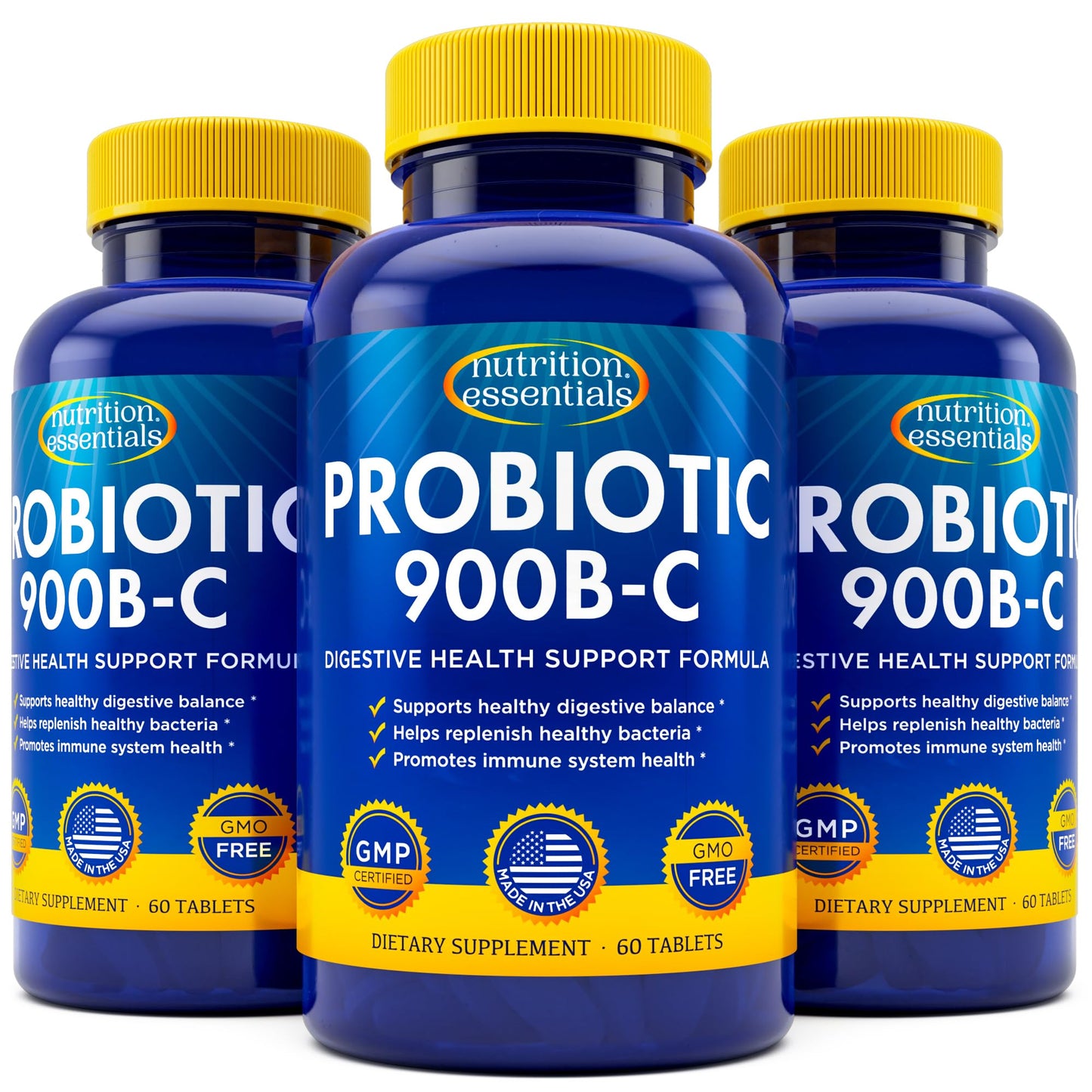 Nutrition Essentials Probiotics with Lactase Enzyme & Prebiotic Fiber for Digestive Health, 180 Tablets