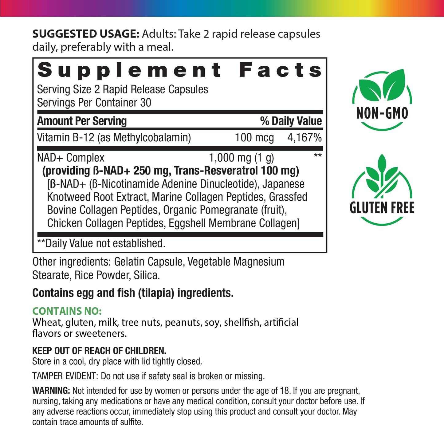 Rainbow Light NAD + Trans-Resveratrol Multi Collagen 60 Capsules