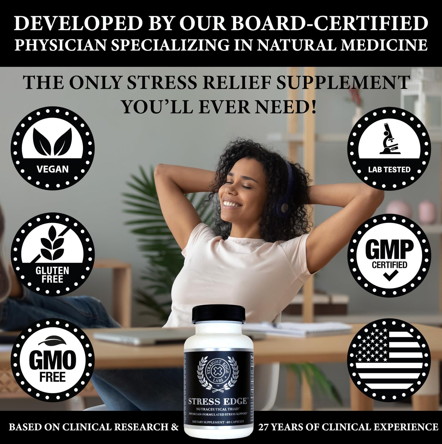 Straight Edge Labs Stress Edge Stress Relief Supplement 60 Capsules
