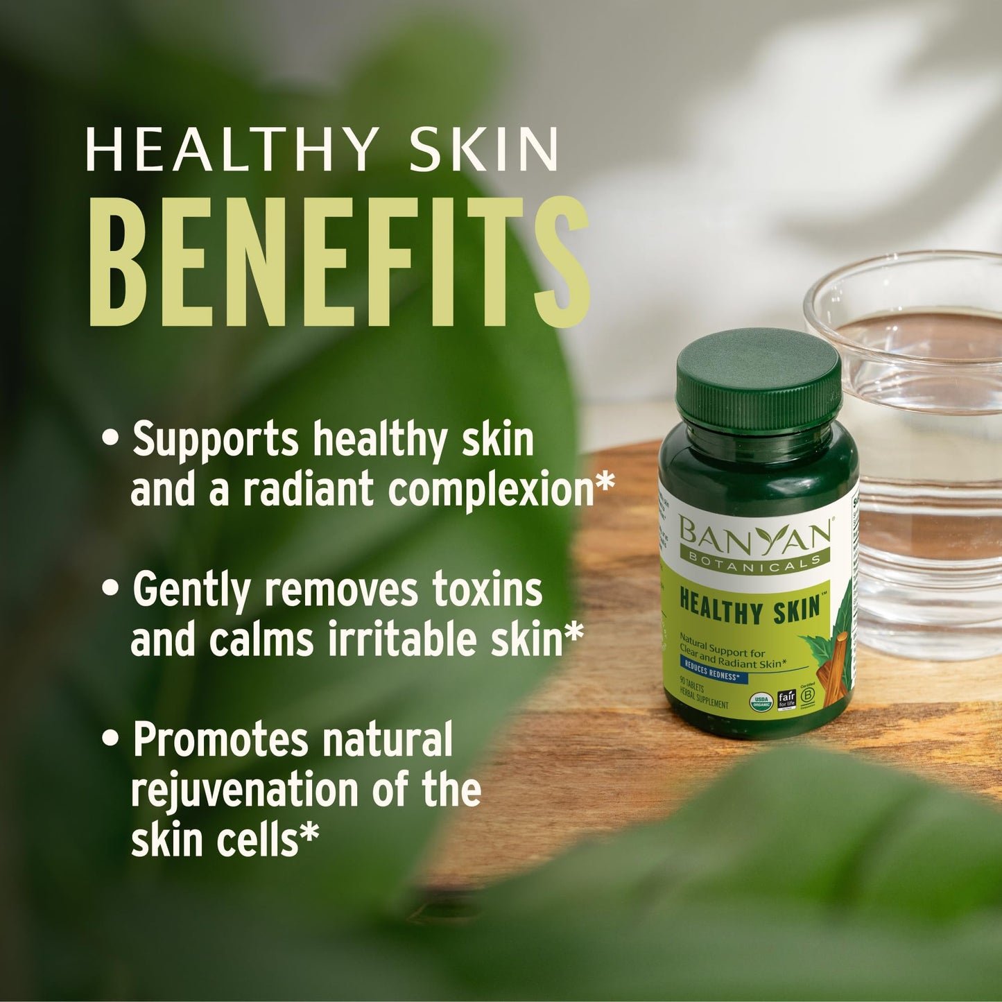Banyan Botanicals Organic Healthy Skin Internal Cleansing with Neem & Manjistha for Smooth Texture & Systemic Soothing 90 Tablets