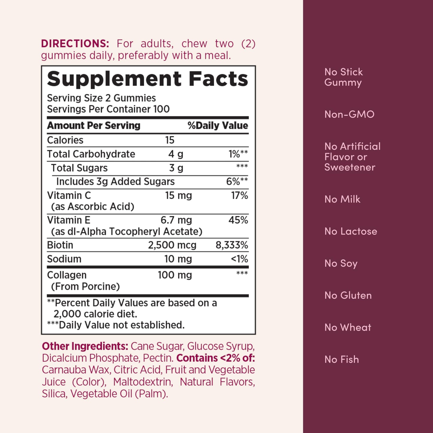 Nature's Bounty Optimal Solutions Hair, Skin & Nail Collagen Pectin Gummies, 200