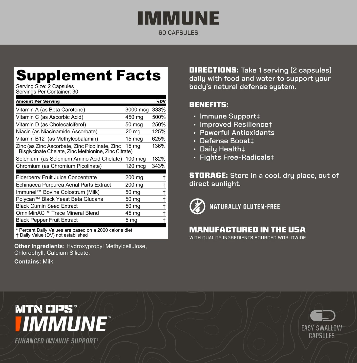 MTN OPS Immune Capsules, 60 Count
