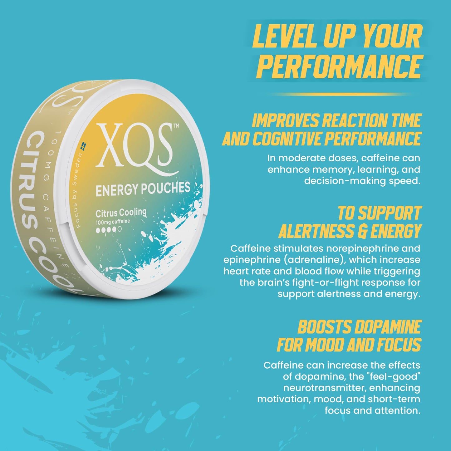 xqs Sugar Free Caffeine Pouches Caplets 5 Count
