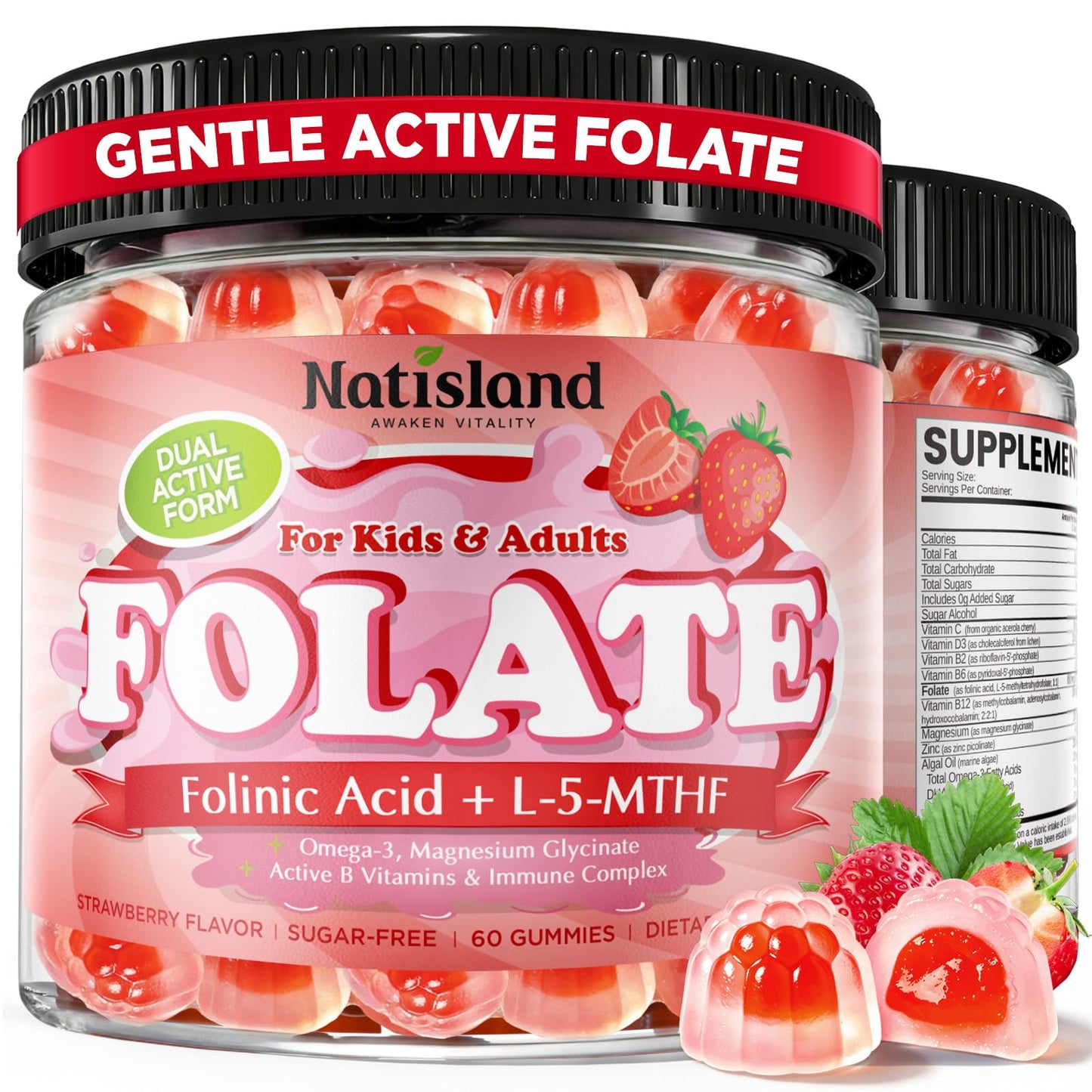 NATISLAND Folinic Acid Gummies 60 Count