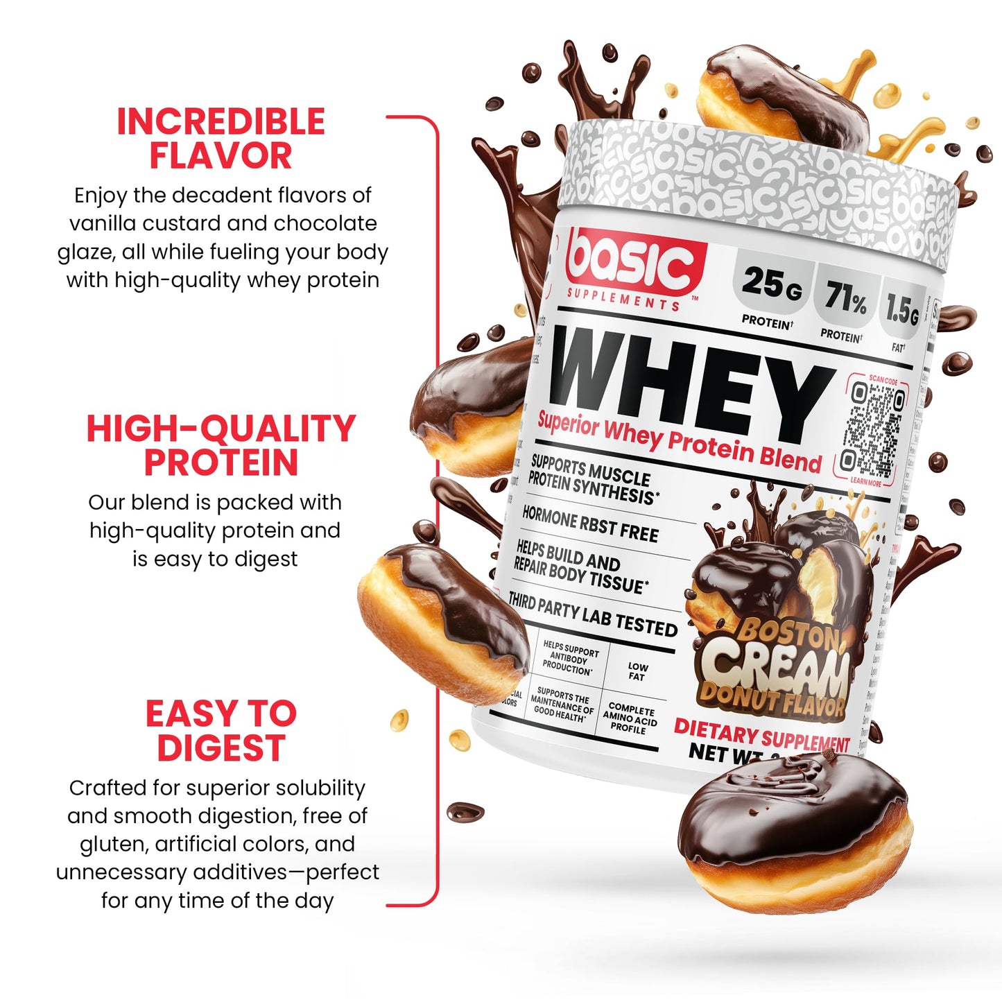 BASIC SUPPLEMENTS Whey Protein Powder, 80