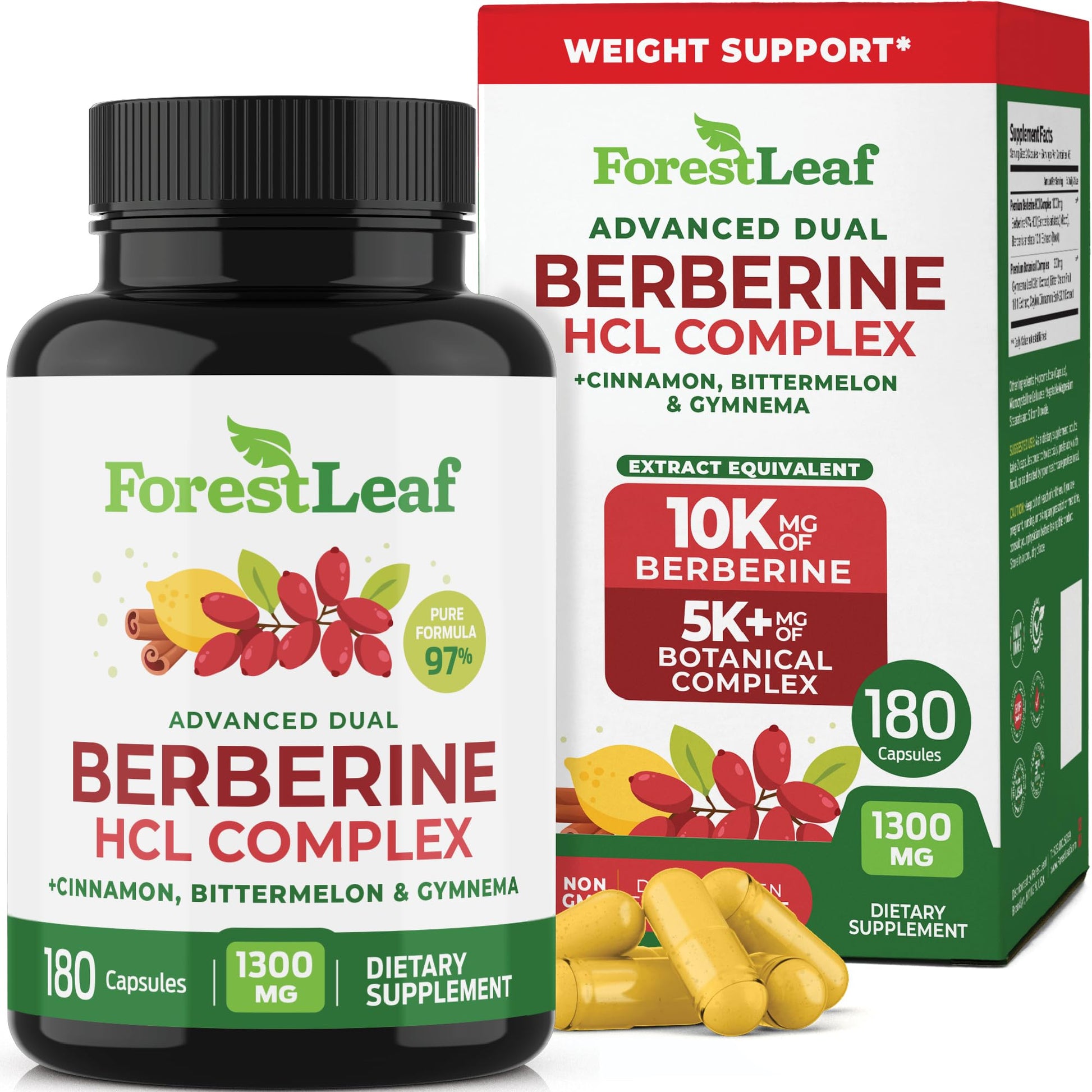 ForestLeaf Berberine Supplement Capsules 180 Count