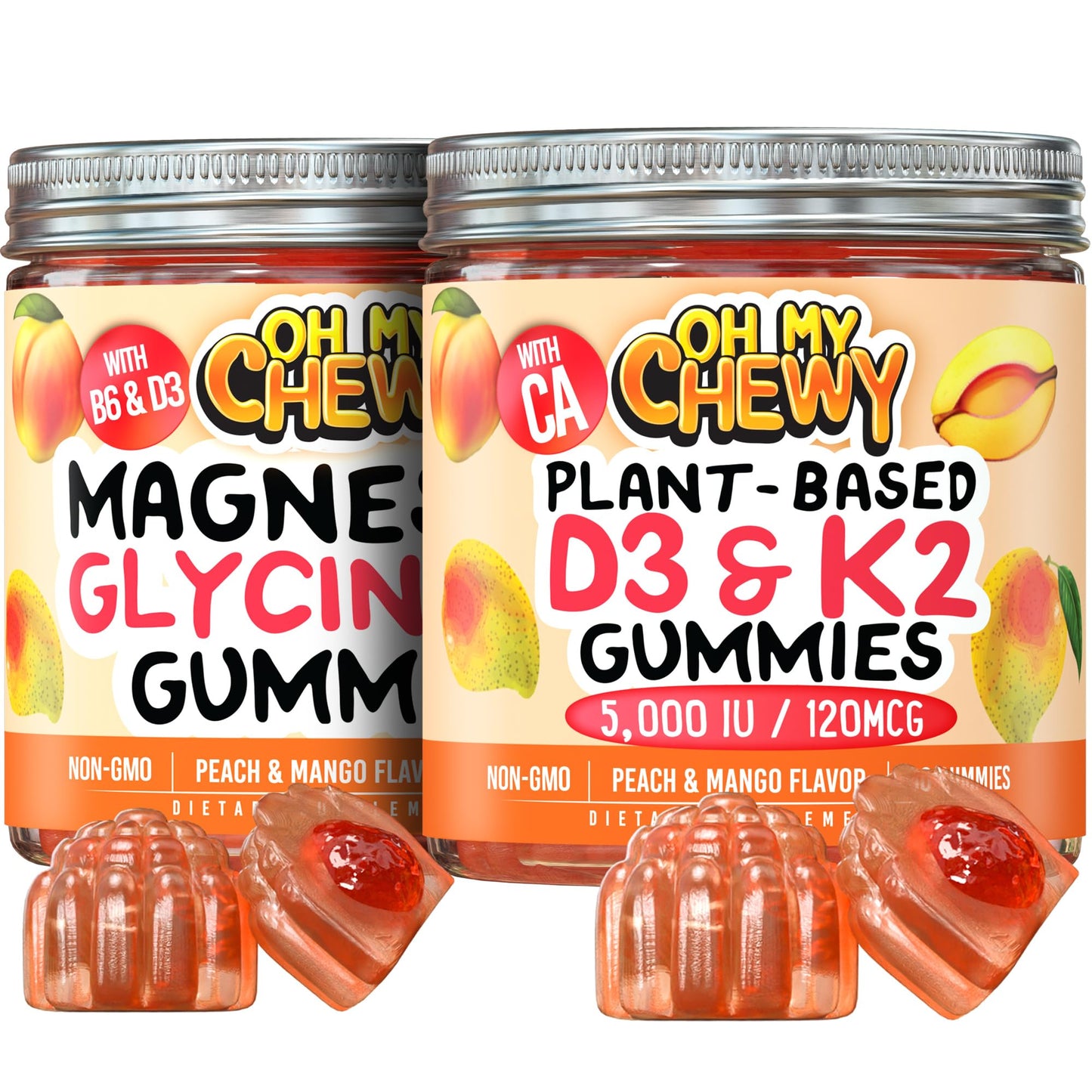 OH MY CHEWY Magnesium + D3K2 Gummies, 120 Gummies