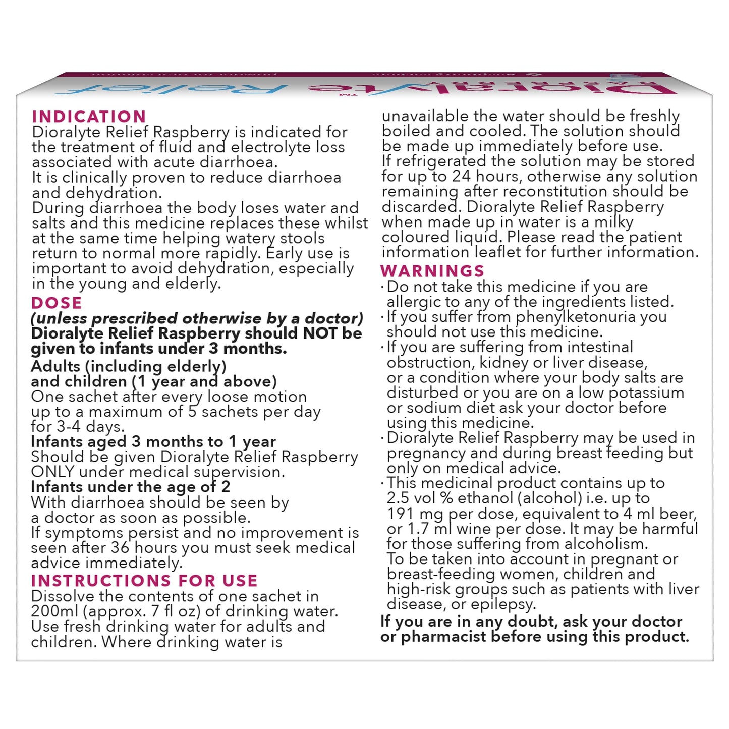 Dioralyte Relief Oral Rehydration Therapy Raspberry Flavour Tablets, 6