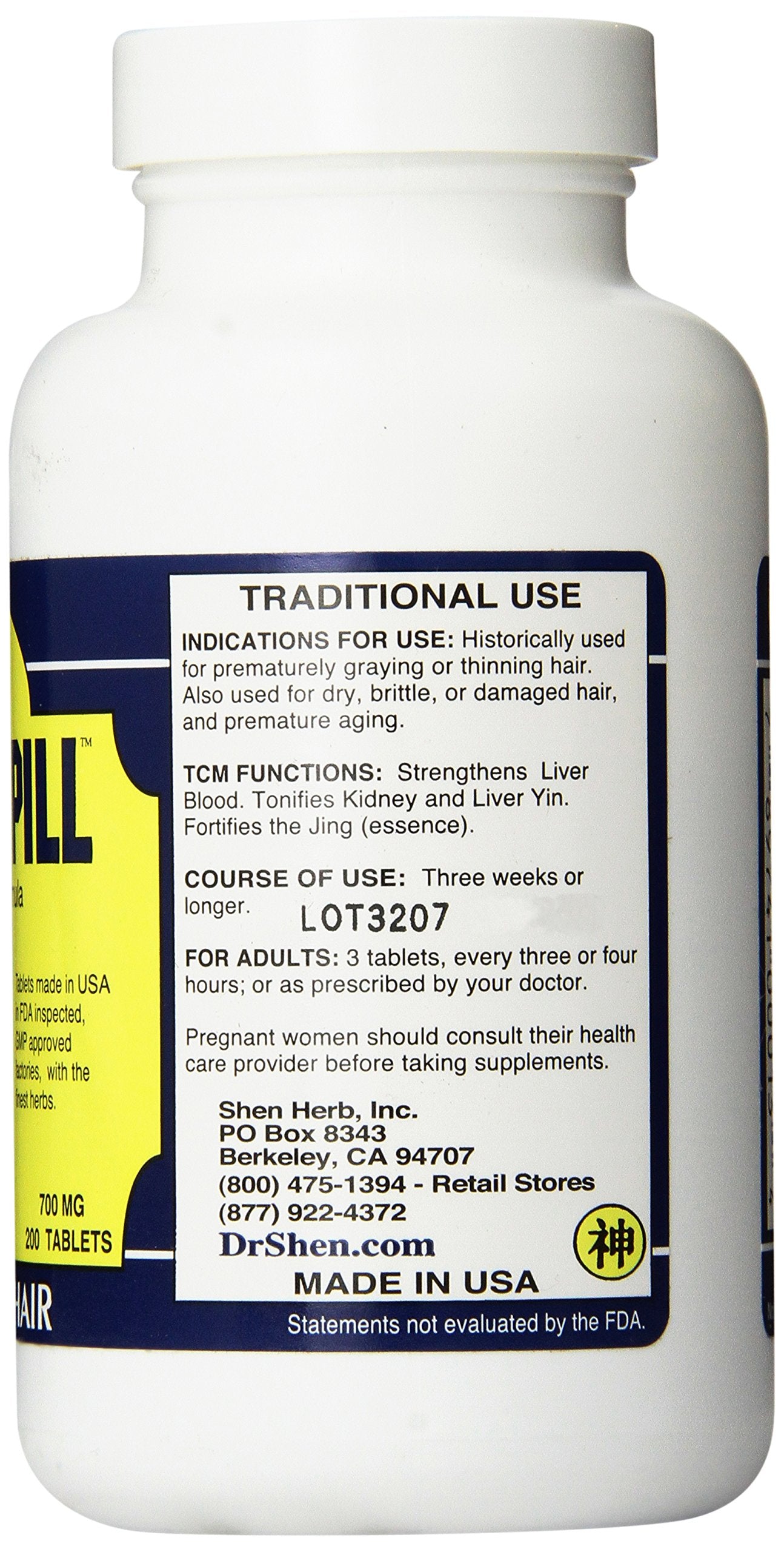 Dr. Shen's Shou Wu Pill Tablet 200 Tablets