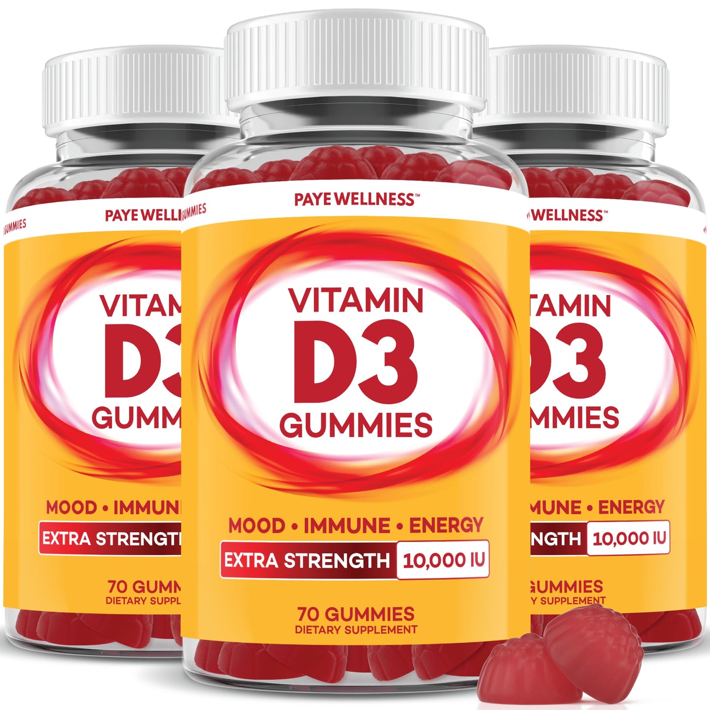 PAYÉ Vitamin D Gummies D3, 10,000 IU (250 mcg) per Serving, Dietary Supplement for Bone, Teeth, Muscle and Immune Health, 210 Count