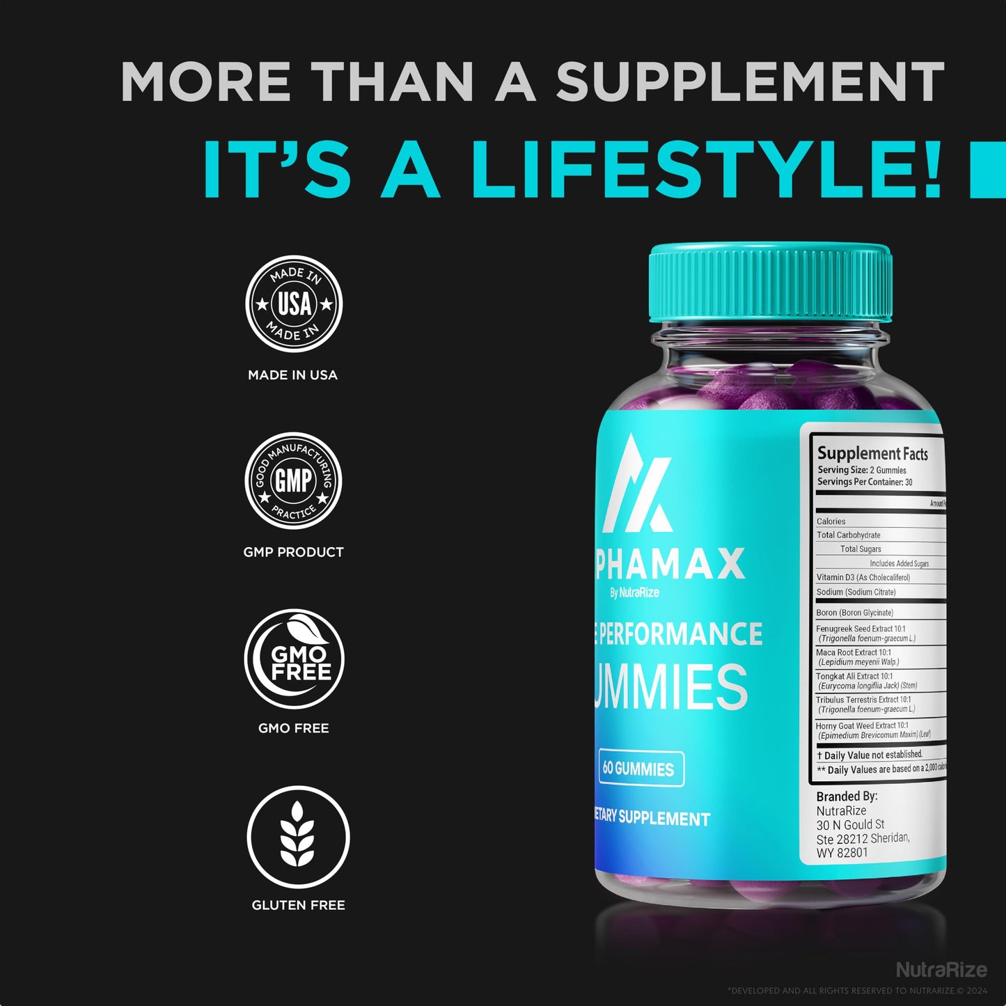 NutraRize Alpha Max Male Performance Gummies 60 Gummies