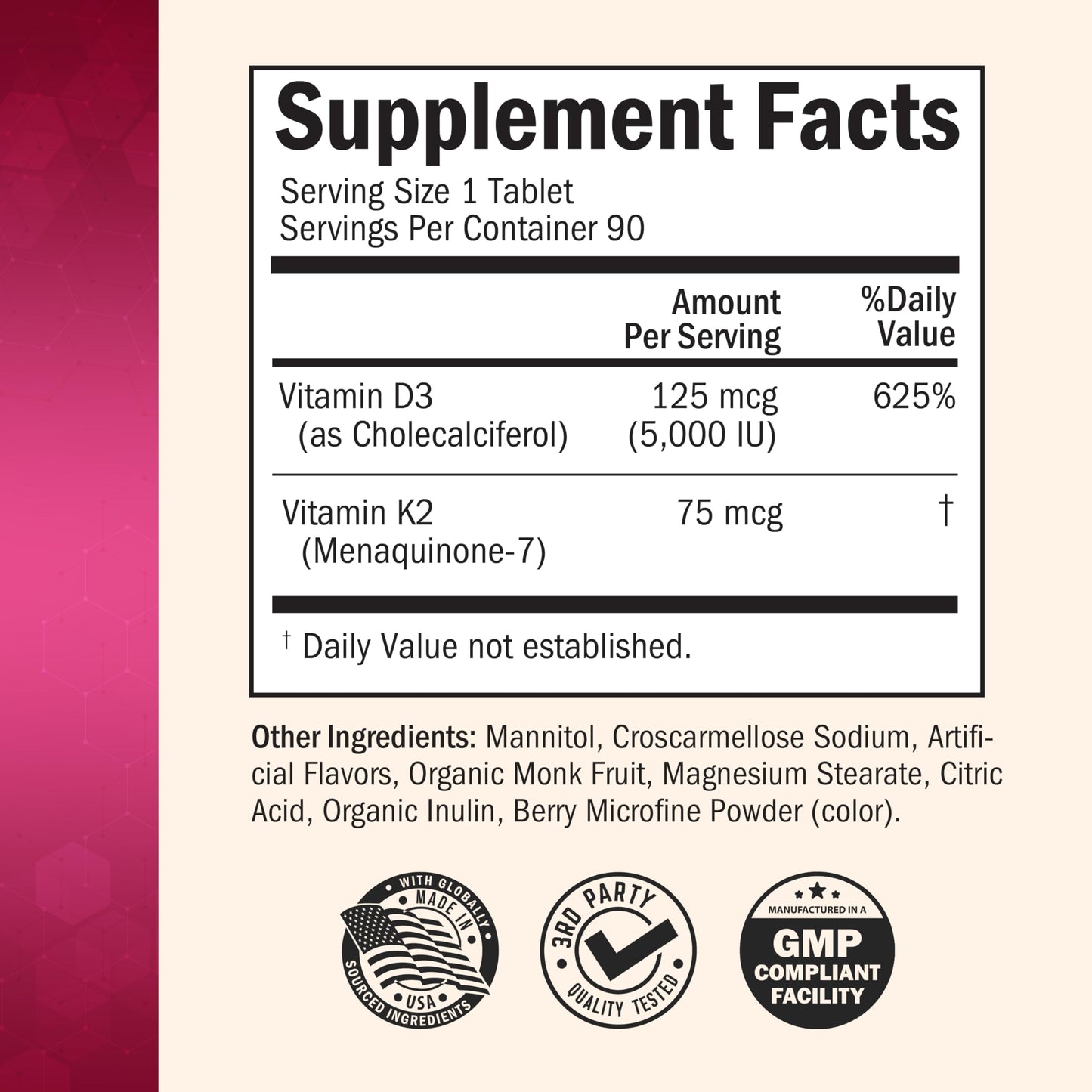 BioSchwartz Bariatric D3 K2 Dissolvable Tablets, 90 Tablets