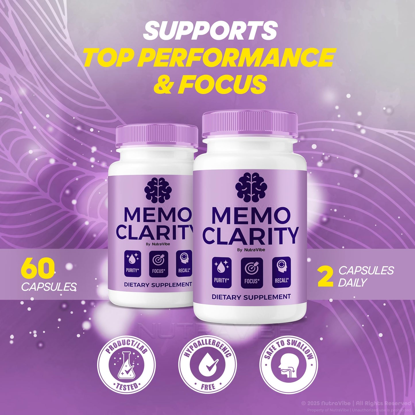 NutraVibe Memo Clarity Capsules 60 Count