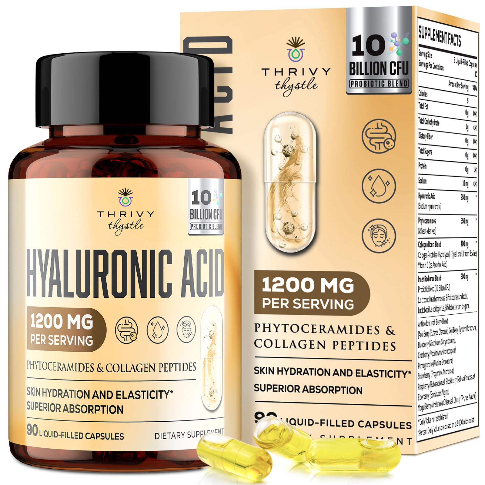 ThrivyThystle Hyaluronic Acid Capsules 1200 mg, 90 Capsules