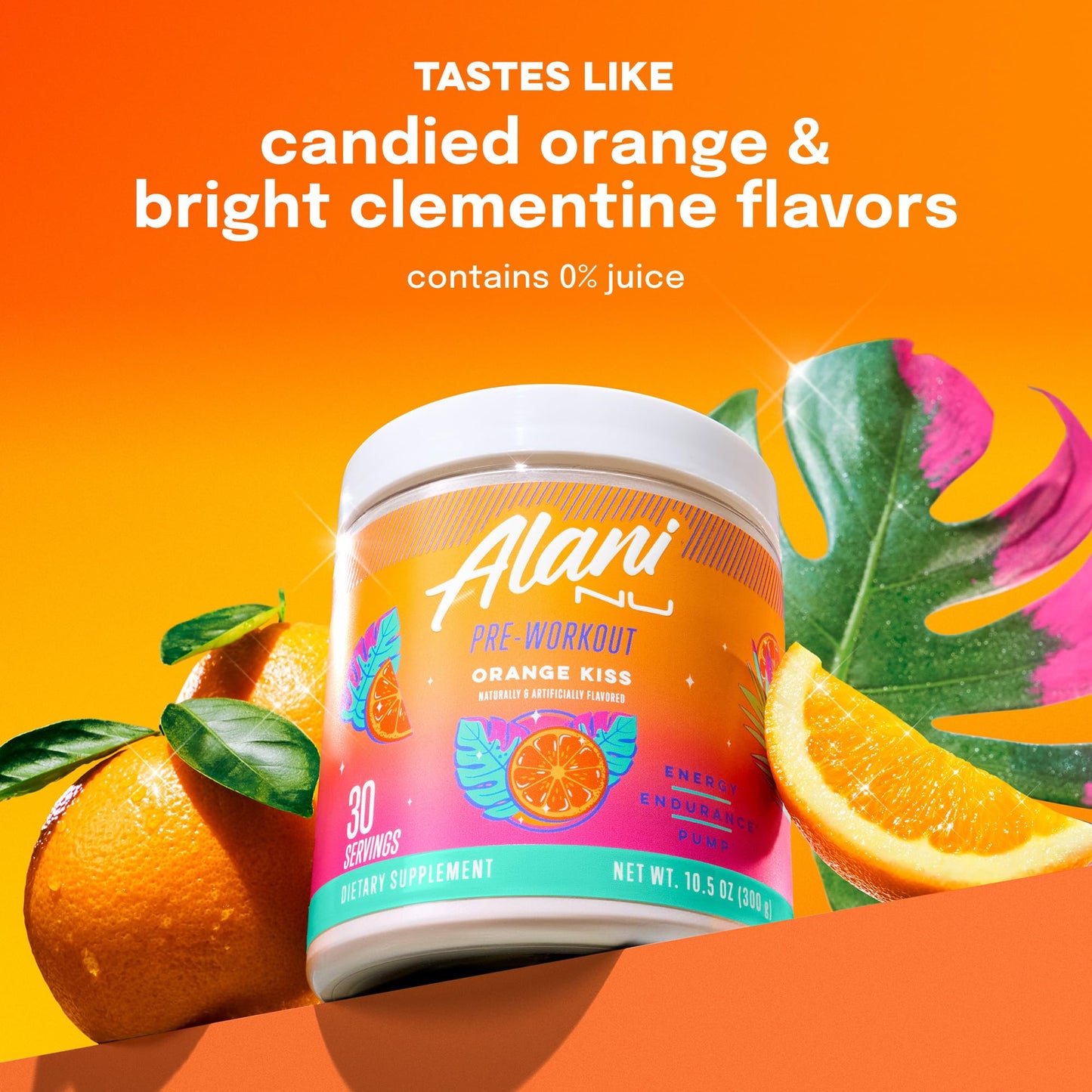 Alani Nu Pre Workout Powder Orange KISS 10.2 Ounce