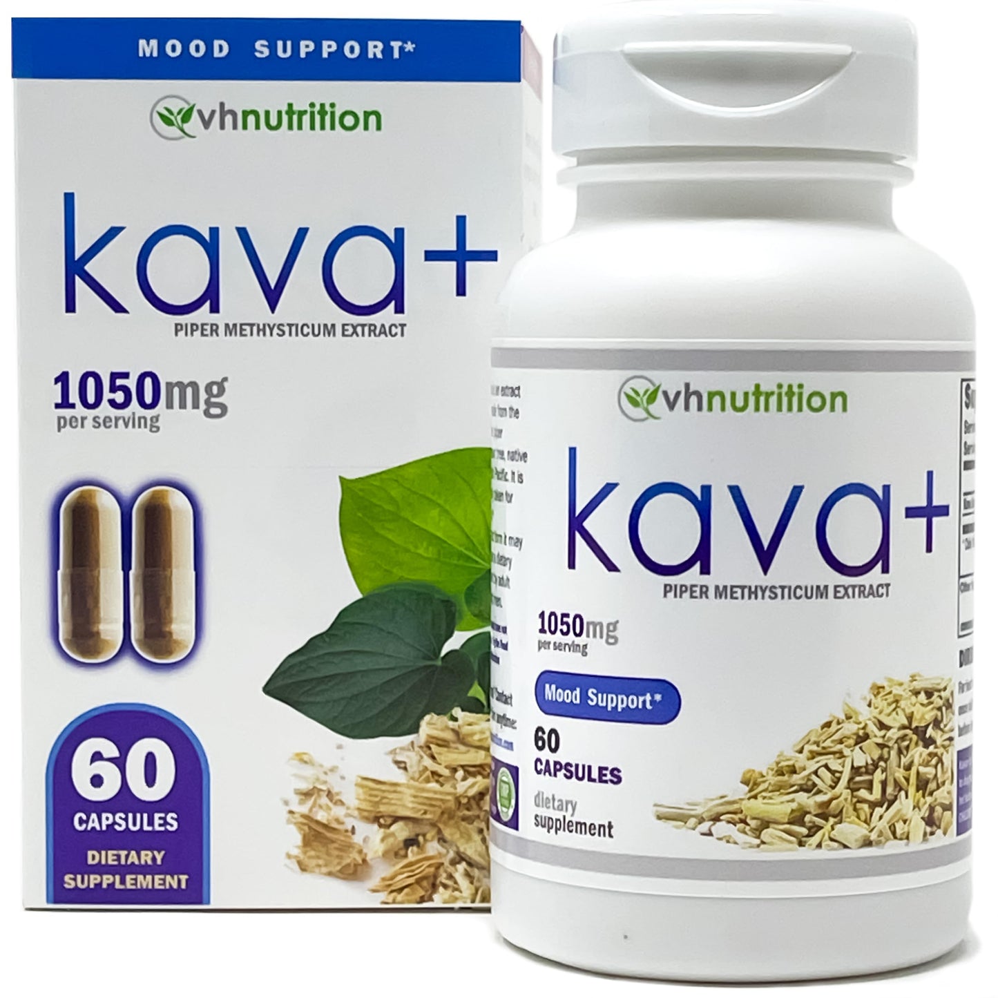 VH Nutrition KAVA+ Kava kava Capsules 1050mg Piper Methysticum + Kavalactones Mood Support Supplement, 30 Capsules