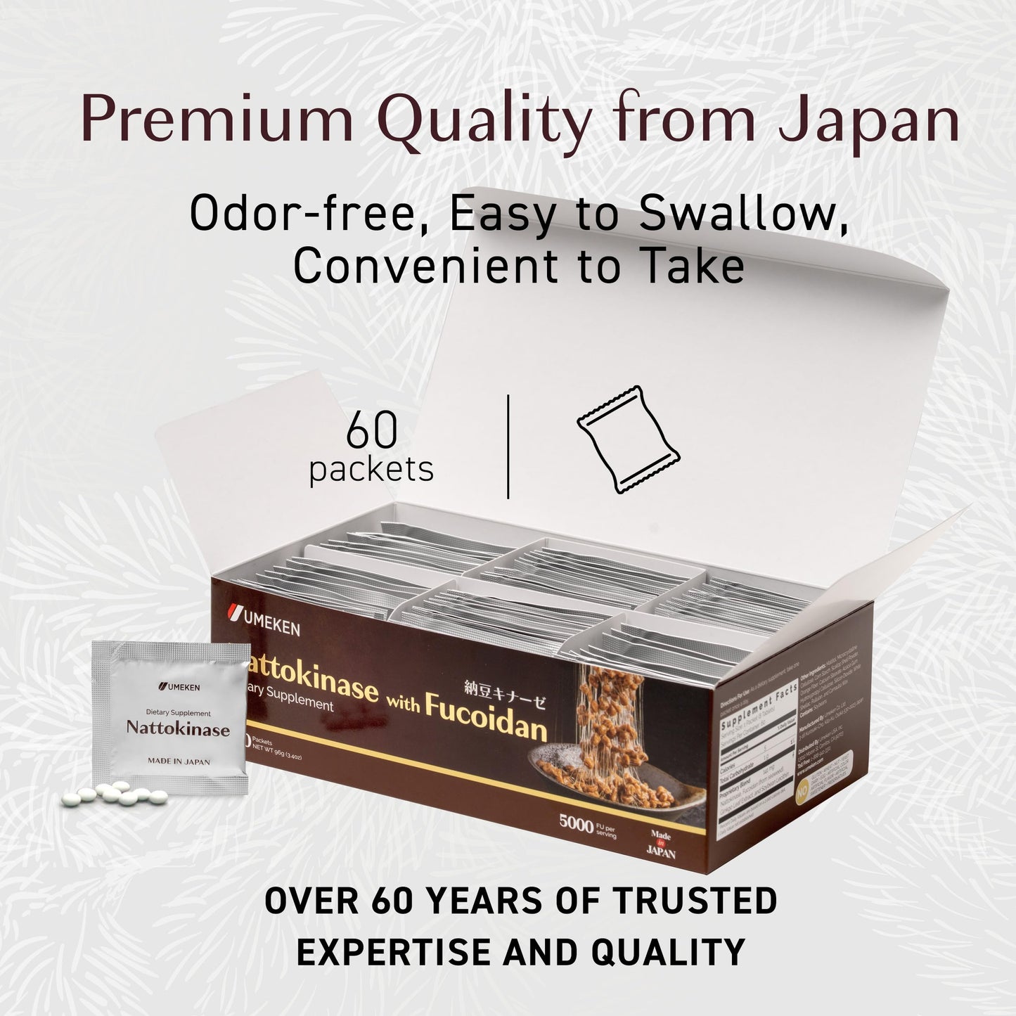 Umeken Nattokinase Plus Fucoidan Tablet, 60 Count