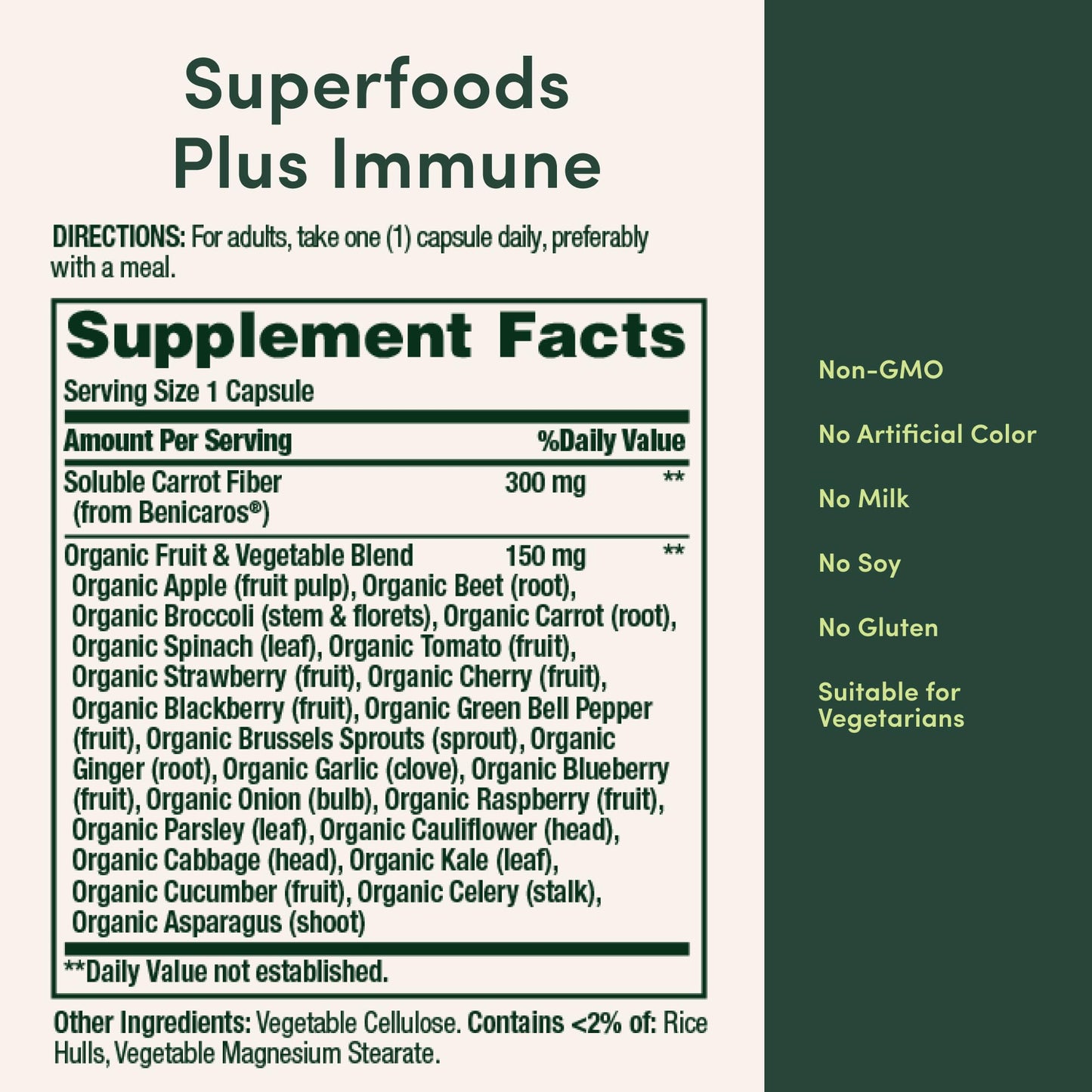 Nature's Bounty Superfoods Plus Immune for Immune Support Plus Fruits and Vegetables Supplement, Caplet, 60 Count