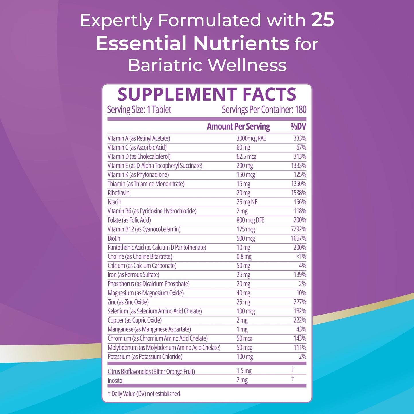 Bariatric Best Supplements High ADEK Bariatric Multivitamin Tablet 180 Tablets
