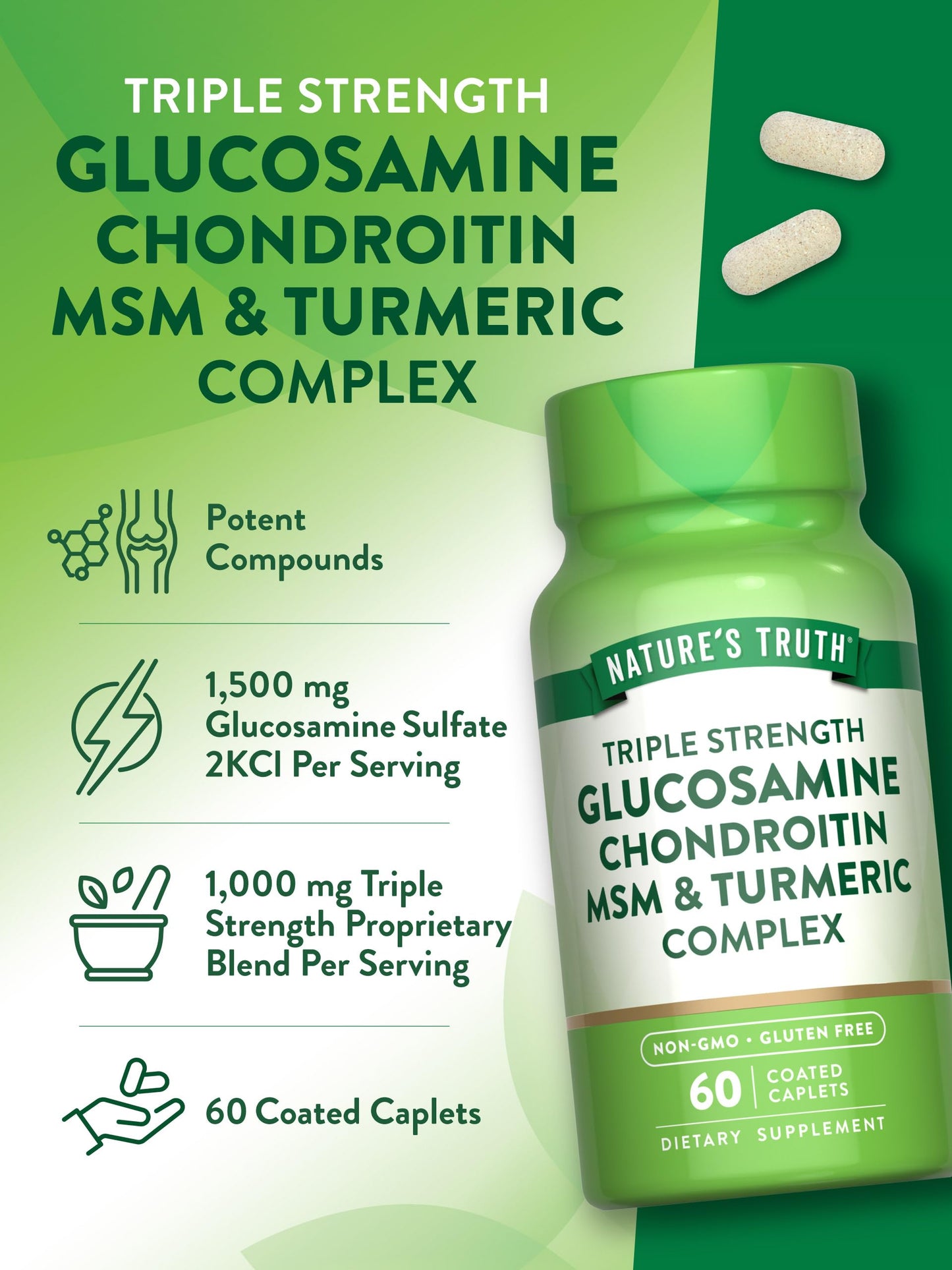 Nature's Truth Glucosamine Chondroitin MSM Complex Caplets 60 Count