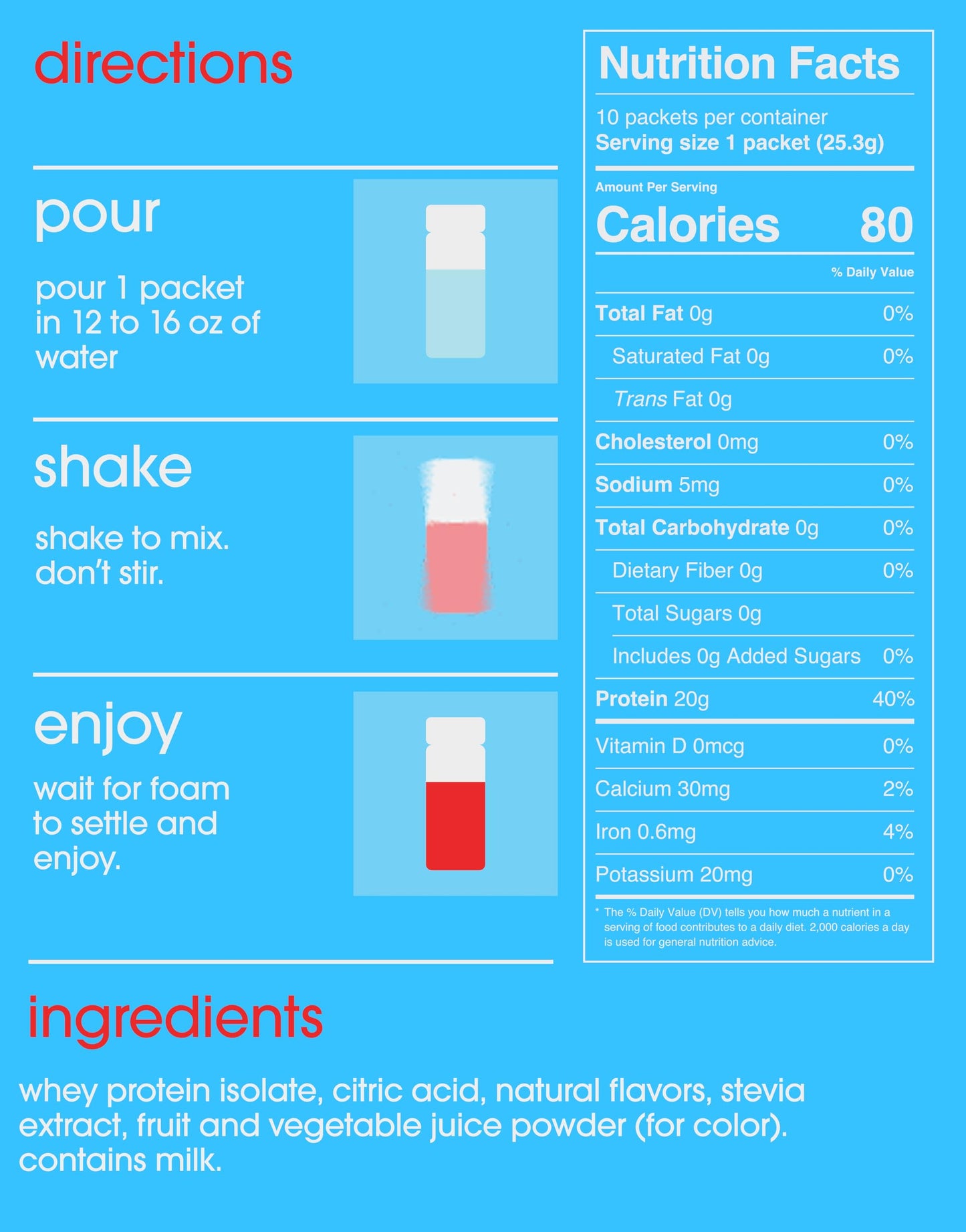 GRAMMS Clear Protein Powder Packets 0.89 oz Pack of 10