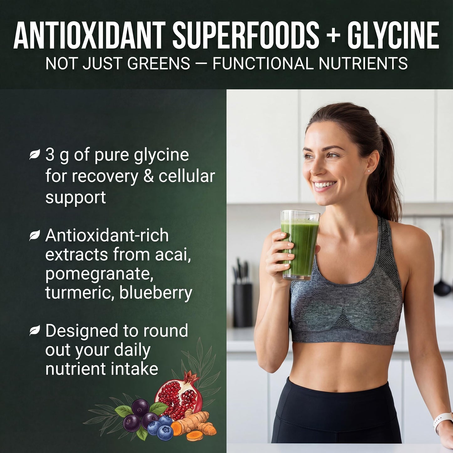 PEScience Greens Powder Superfood with Natural Chlorophyll, Reishi & Turkey Tail Mushroom Powders, Freeze-Dried Kale, Spinach, Broccoli Sprouts - Lime Flavor, 8