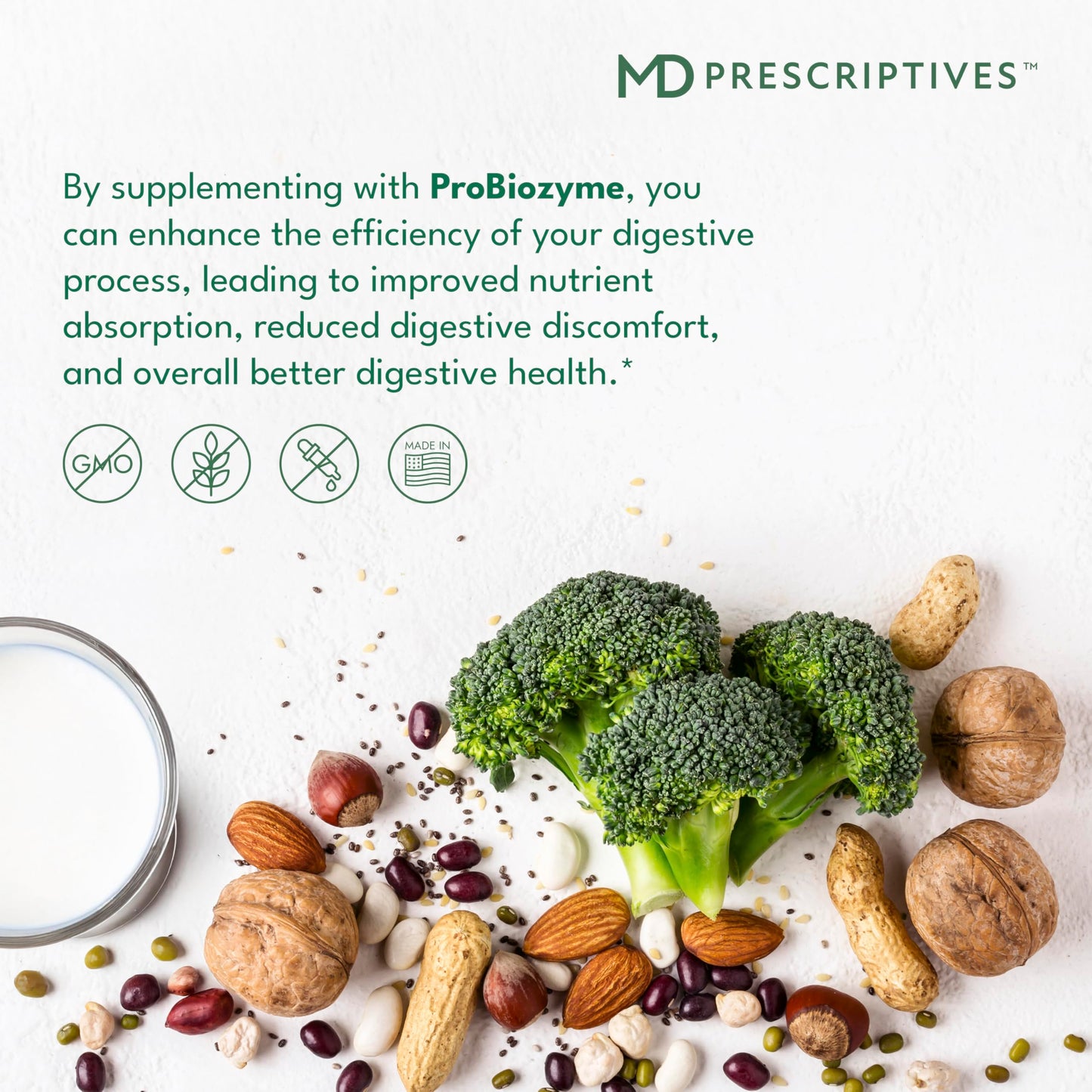 MD Prescriptives ProbioZyme Vegetarian Digestive Enzymes Supplement for Digestive & Gut Health Capsule, 90 Count