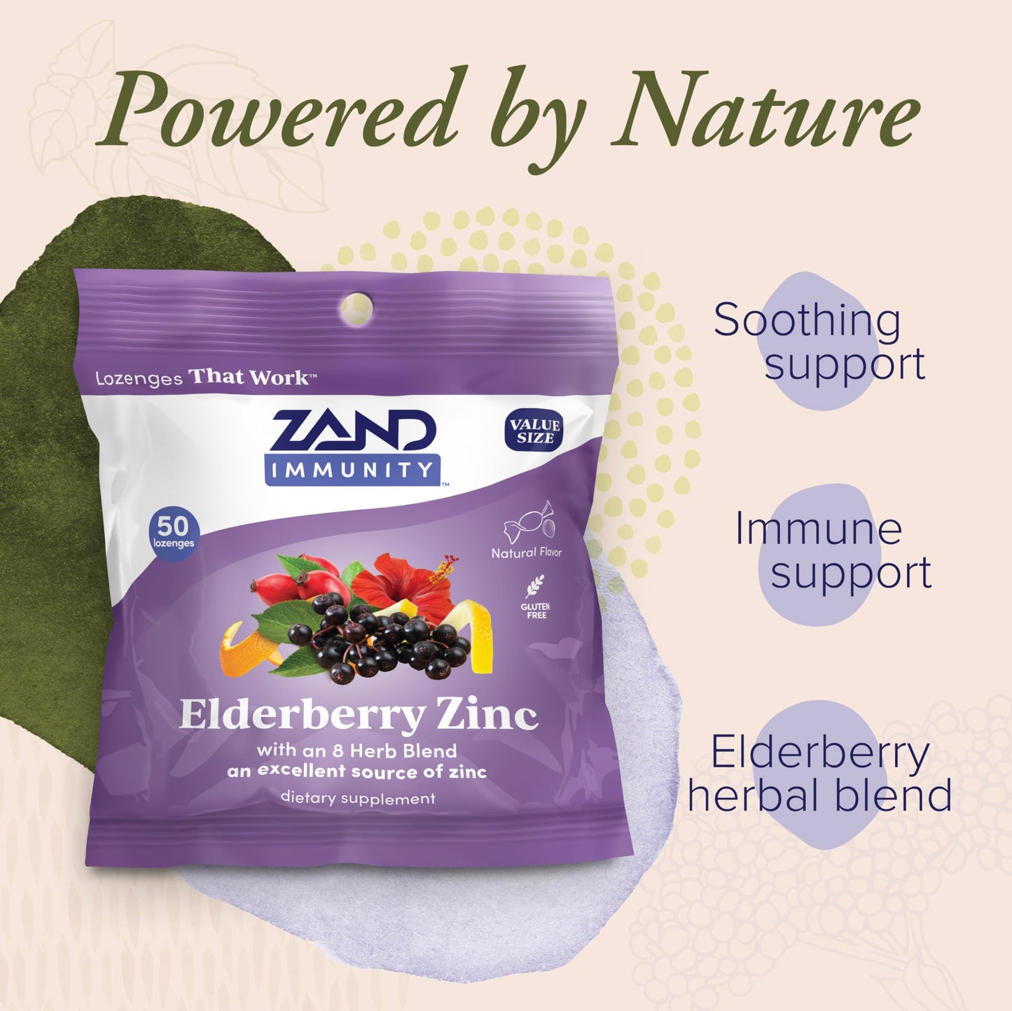 ZAND Immunity Elderberry Zinc Throat Lozenges, 50 Count