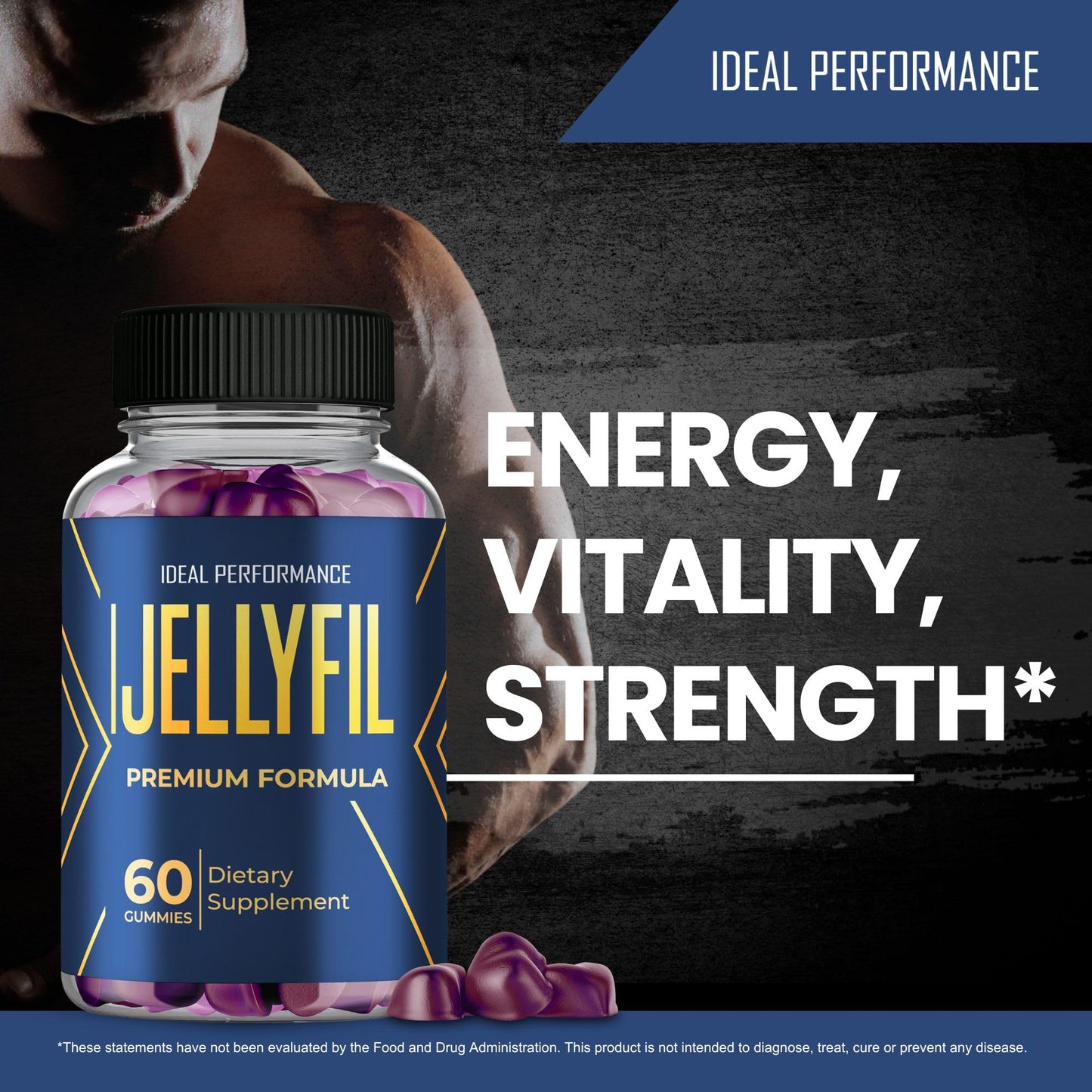 Ideal Performance Jellyfil Gummies 180 Gummies, All Natural Ingredients, Maximum Strength Daily Energy & Wellness Support