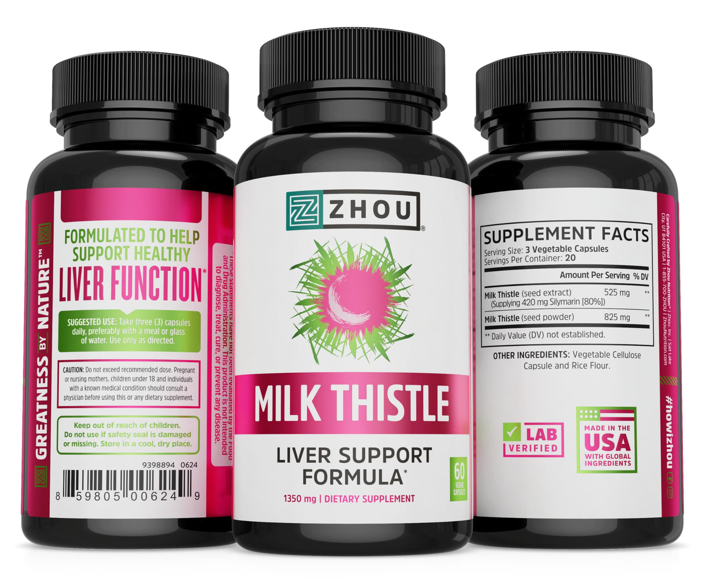 Zhou Milk Thistle Tablets 60 Count