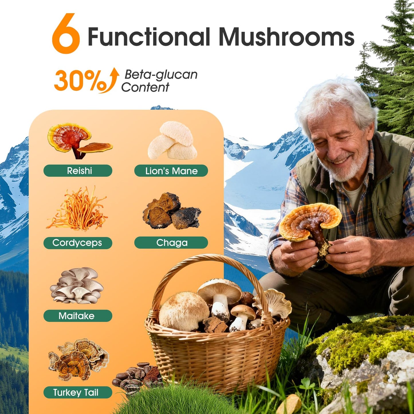 gifonas Mushroom Coffee with Collagen, Vitamins & Minerals, 6 Adaptogenic Mushrooms - Lion’s Mane, Reishi, Chaga & More Powder, 10.79 oz