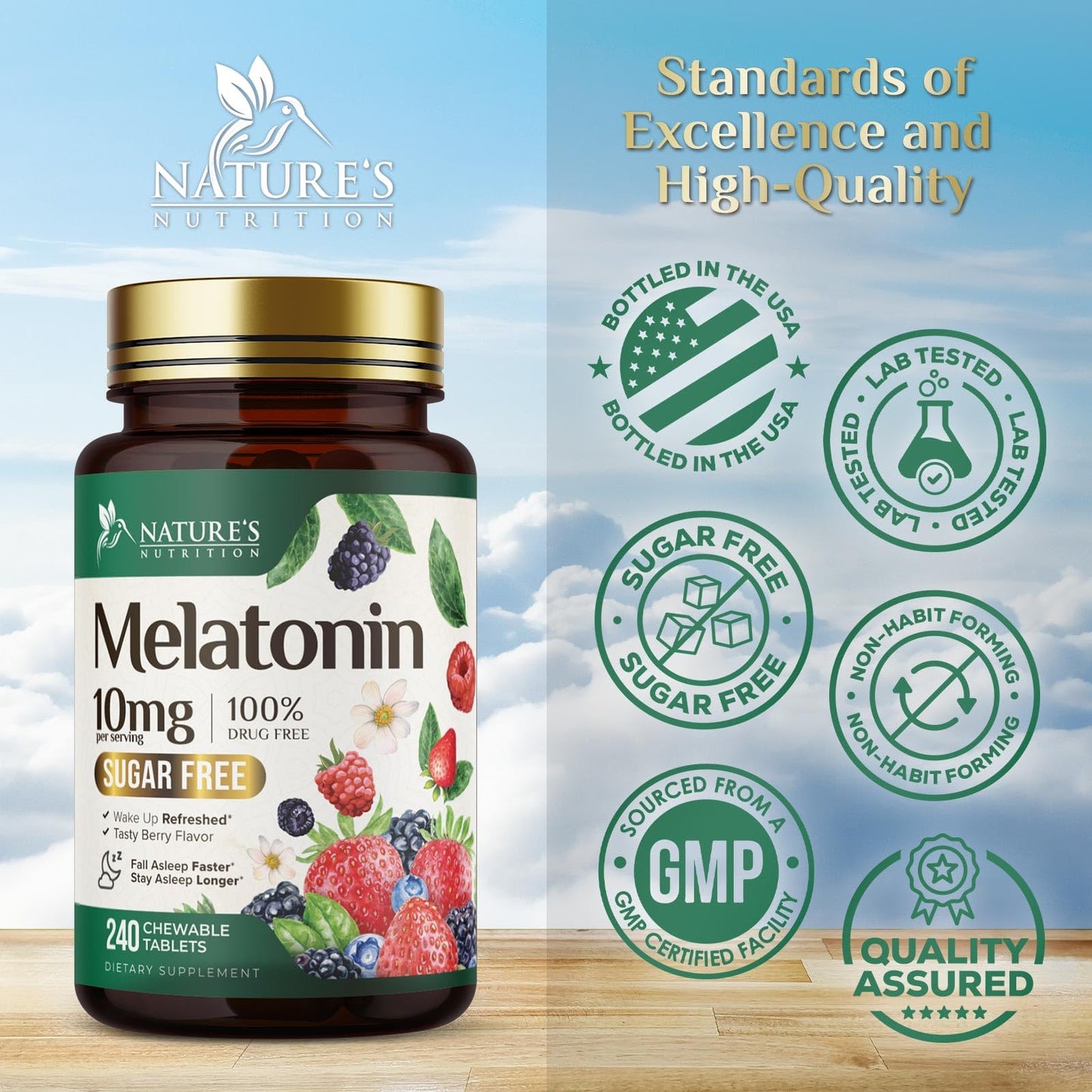Nature's Nutrition Melatonin 10mg Tablet 240 Count