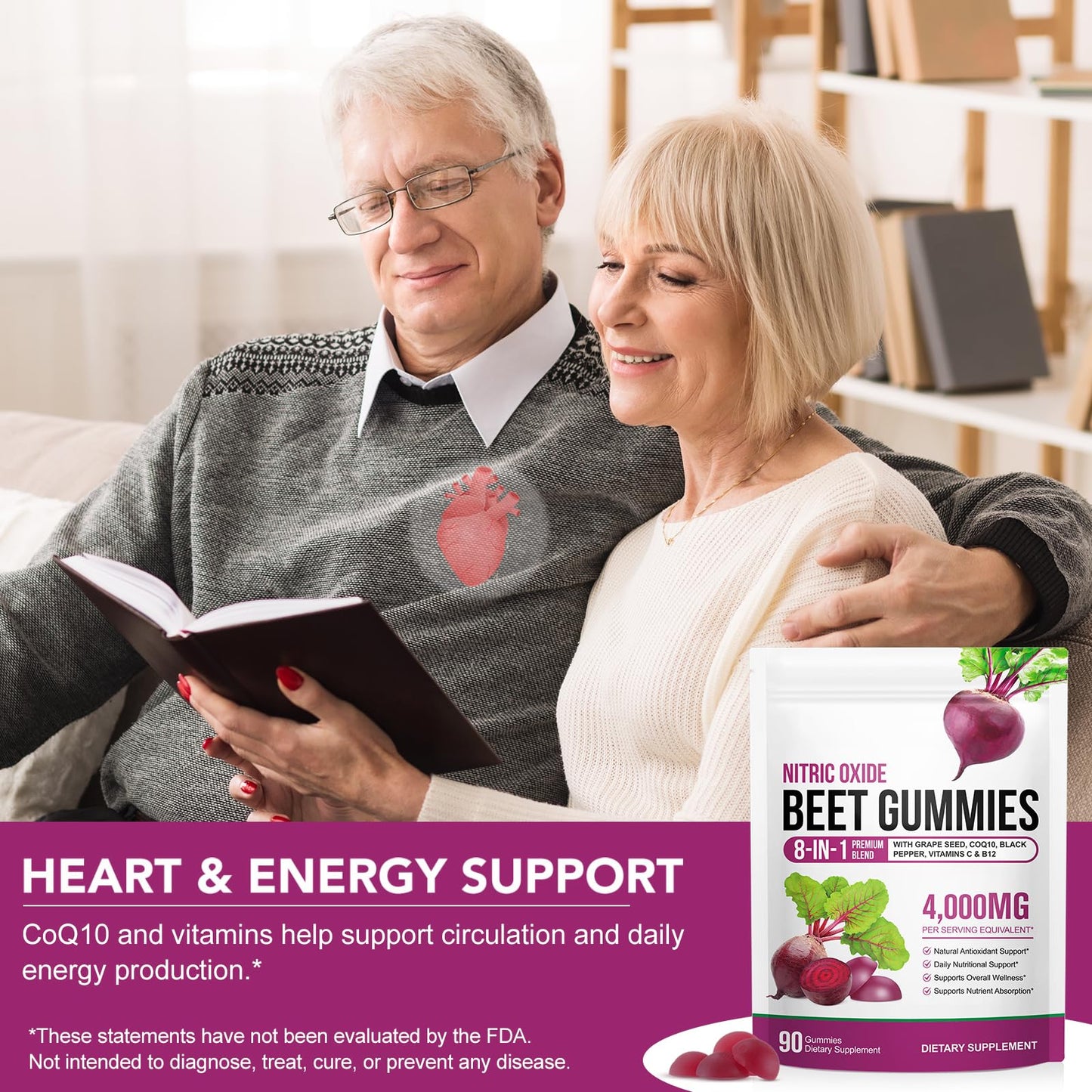 SDJUFEI Beet Root Gummies, 60 Count