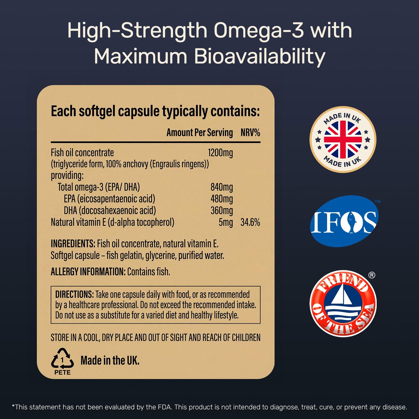 Inessa Omega-3 Fish Oil 1200mg Capsule, 60 Capsules