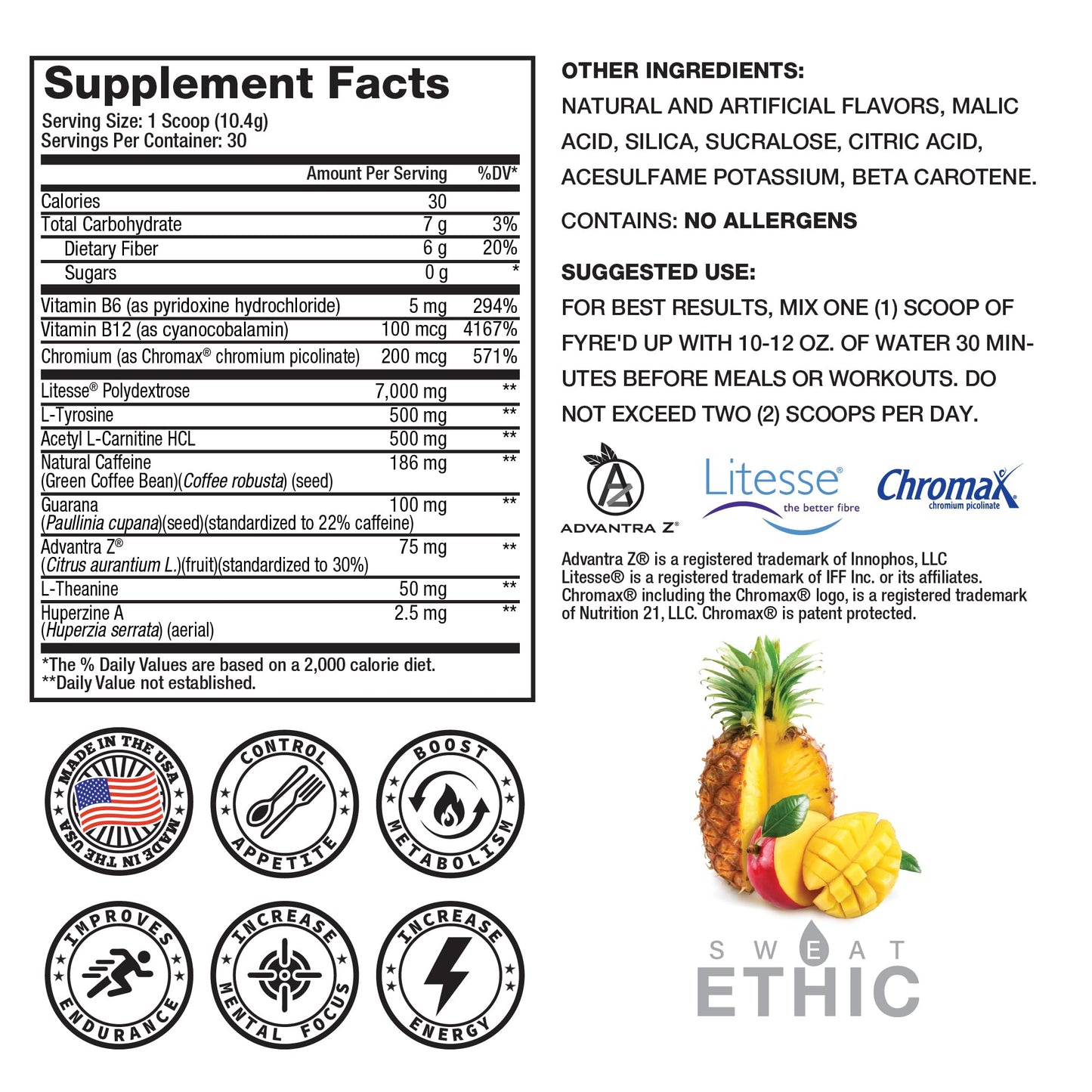 Sweat Ethic FYRE’D UP Energizing Appetite Suppressant Powder 12